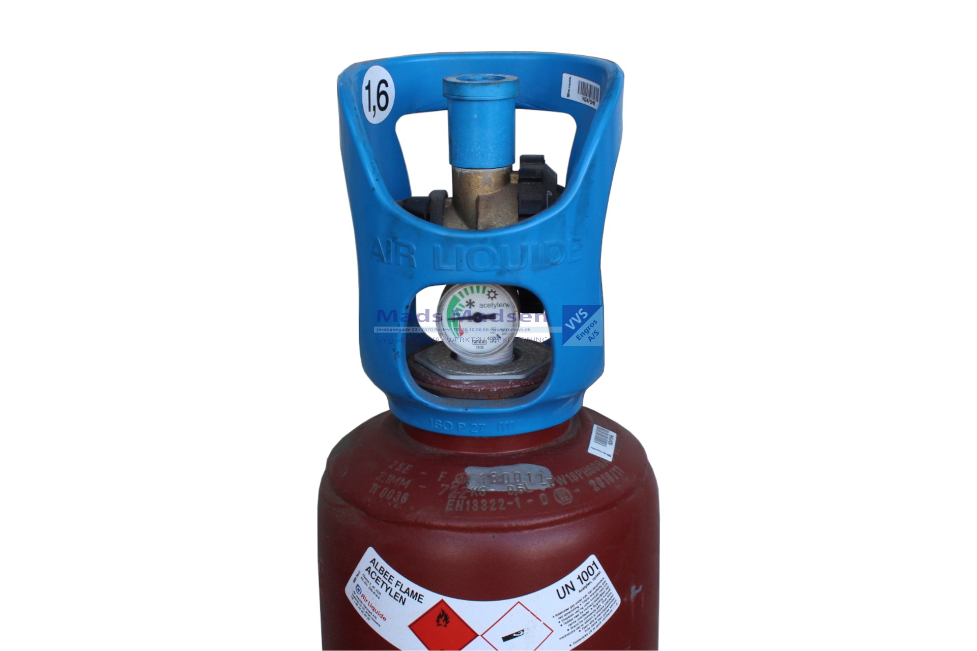 Acetylen Albee Flame 10 ltr.S10 (OMB) incl. ADR tillæg - UN 1001 - Farekl. 2 - RØD