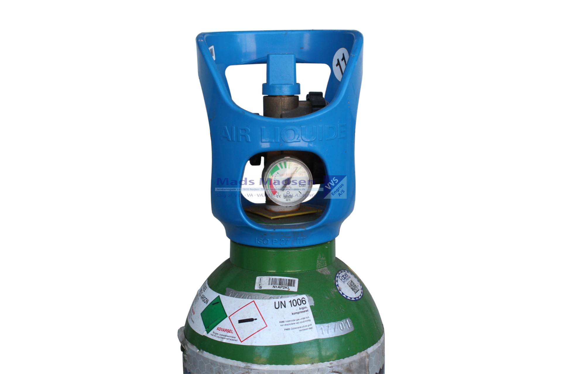 Argon Albee Weld 19 ltr. S13 TIG/MIG (OMB) incl. ADR tillæg - 300BAR - UN 1006- Farekl. 2 - GRØN