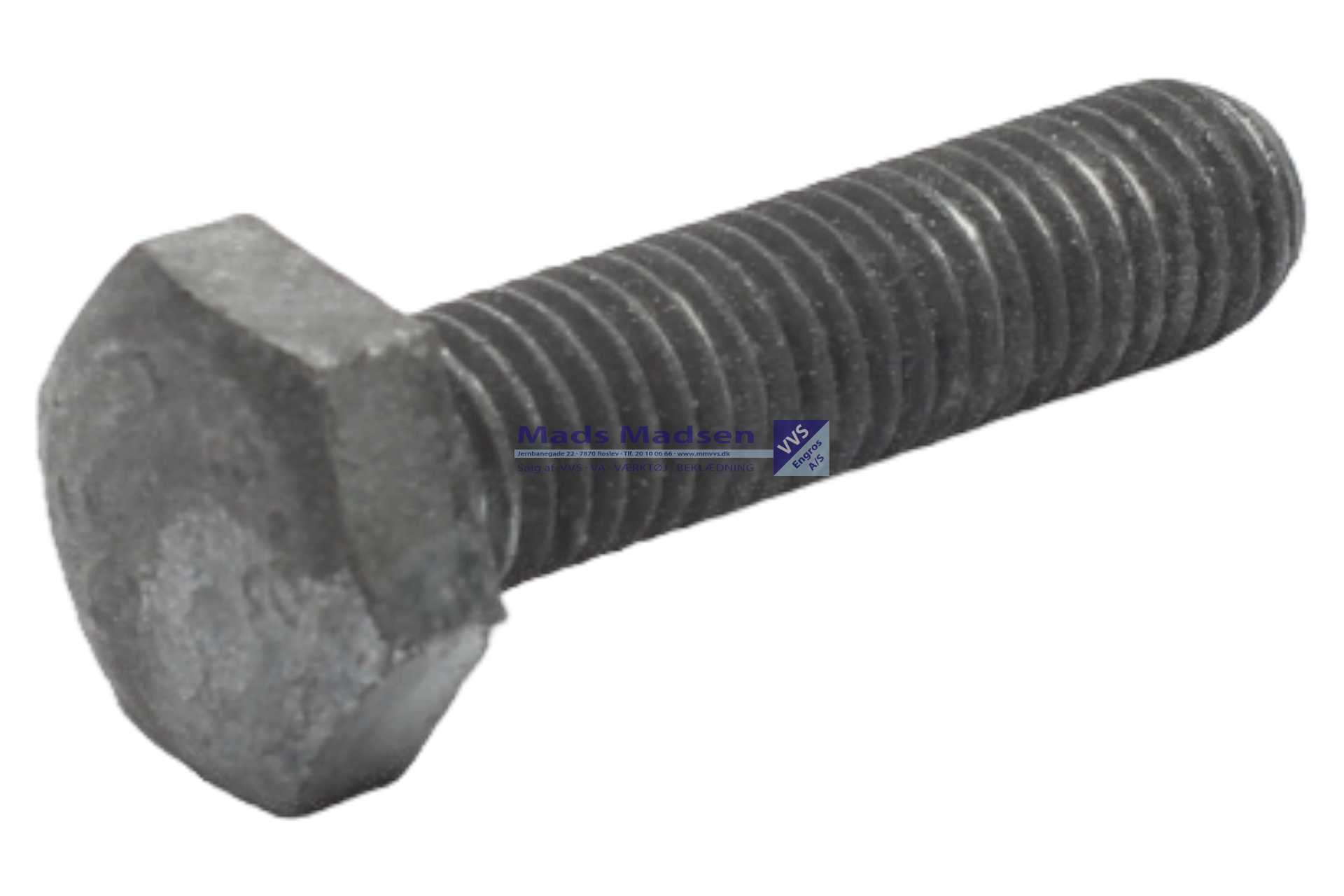 M12 x 40 Stålsætskrue DIN 933 8.8 Varmtgalv. FZV 50 stk/pk