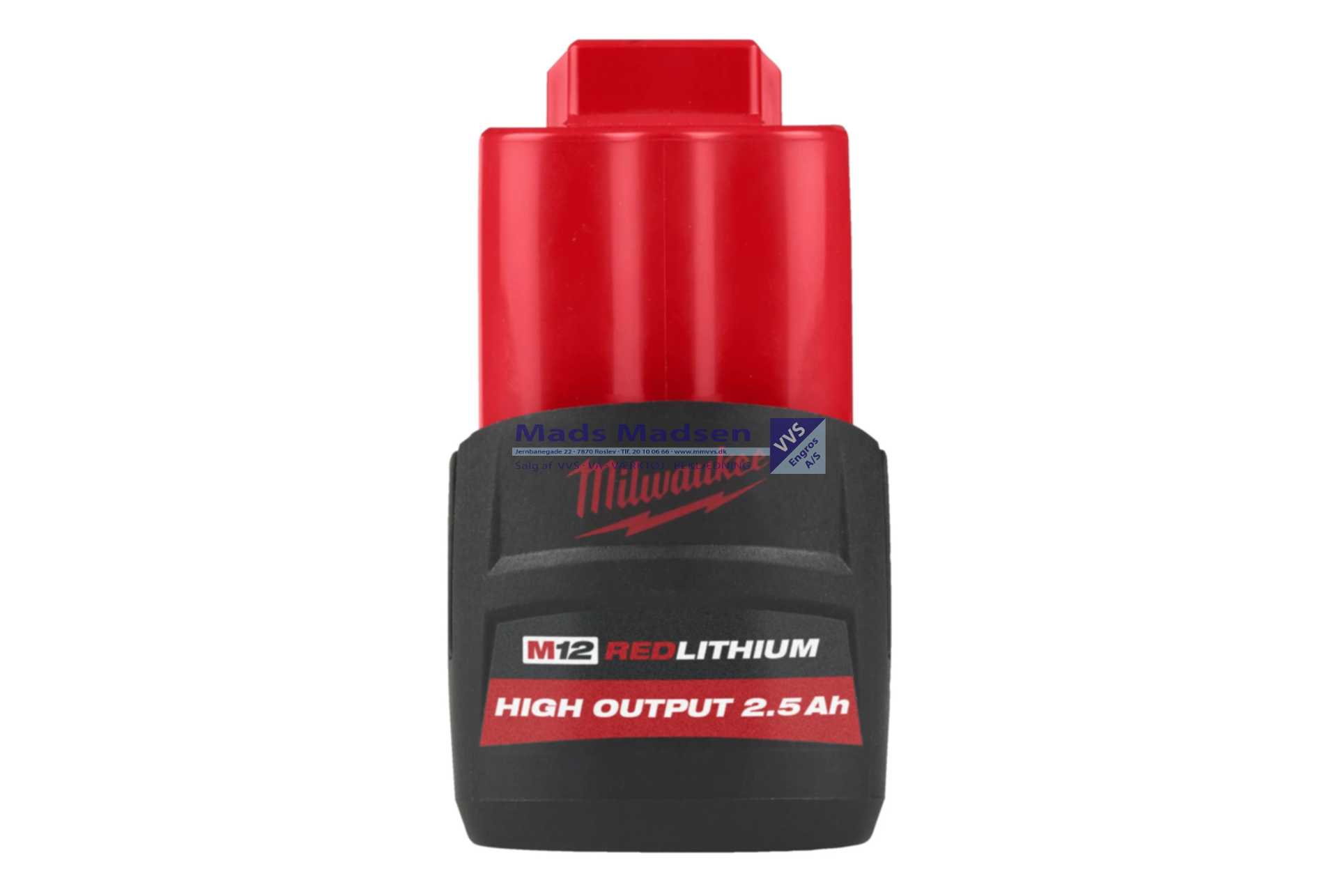 Milwaukee M12 HB2,5 batteri 2,5 AH HIGH OUTPUT 4932480164 *NETTOPRIS*