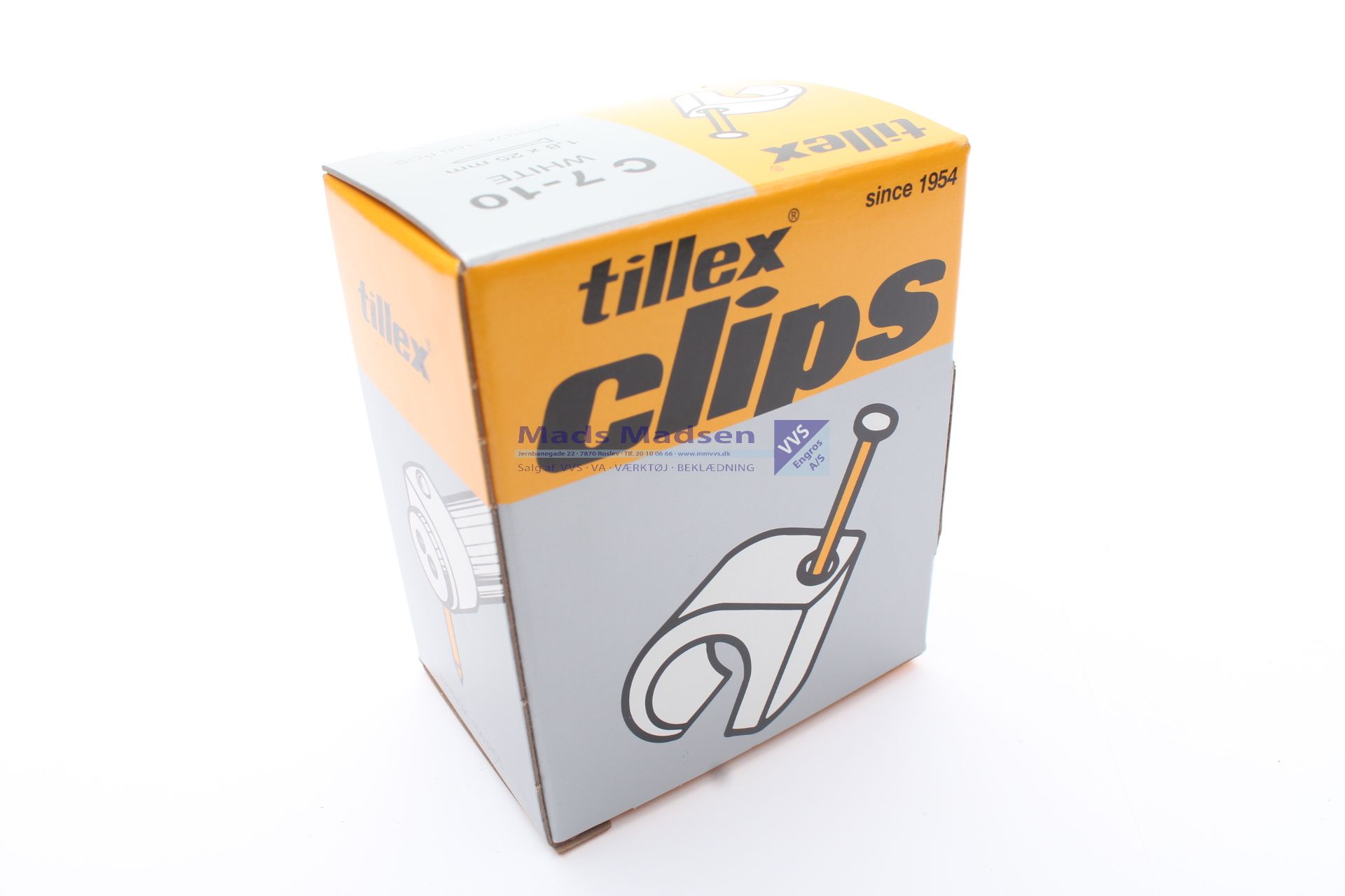 7-10mm Tillex C HVID Ledningsclips med søm 1,8 x 25mm 100 stk