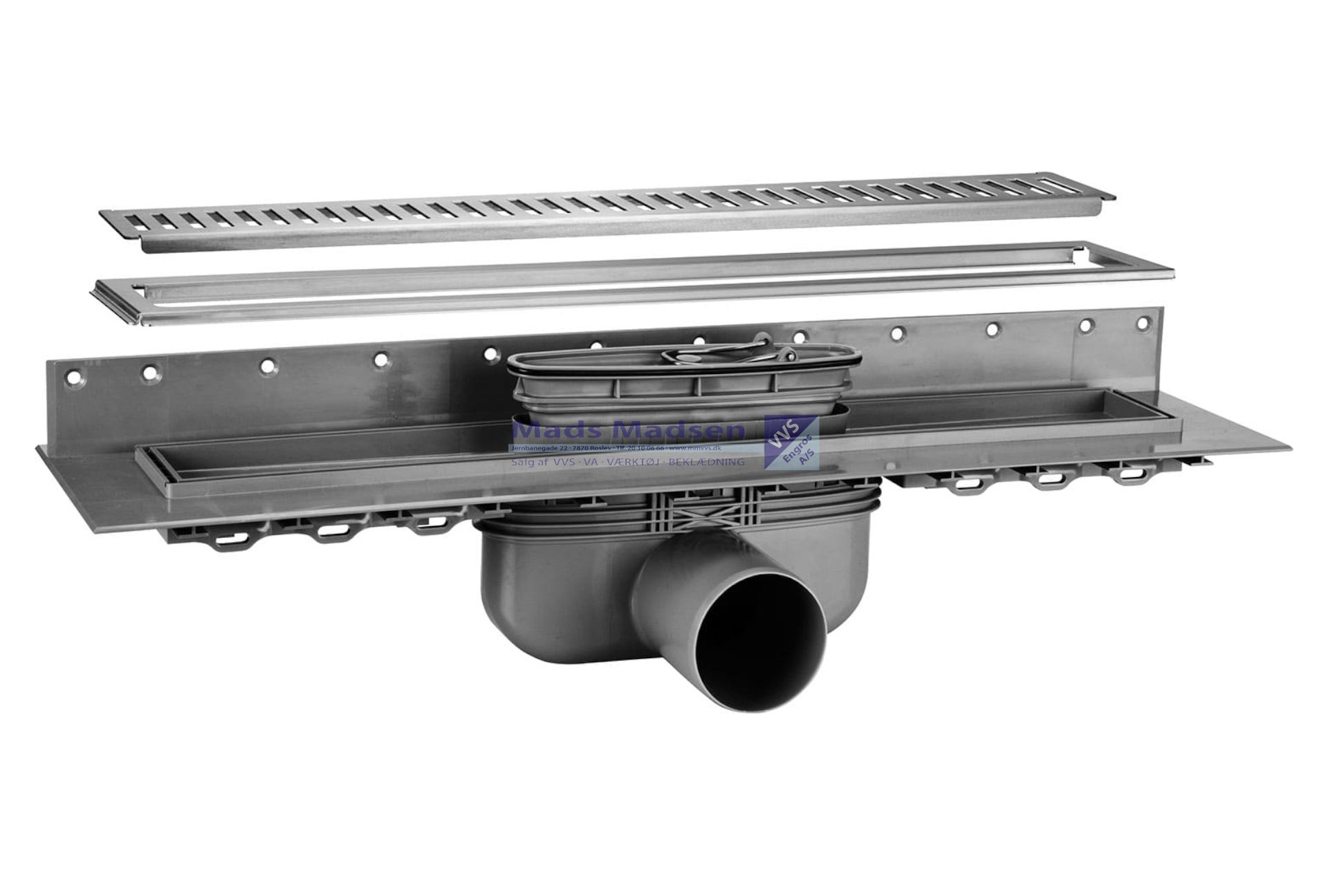 Purus Line sampak 1000mm Ø50mm vandret udløb m/rist, ramme og vandlås