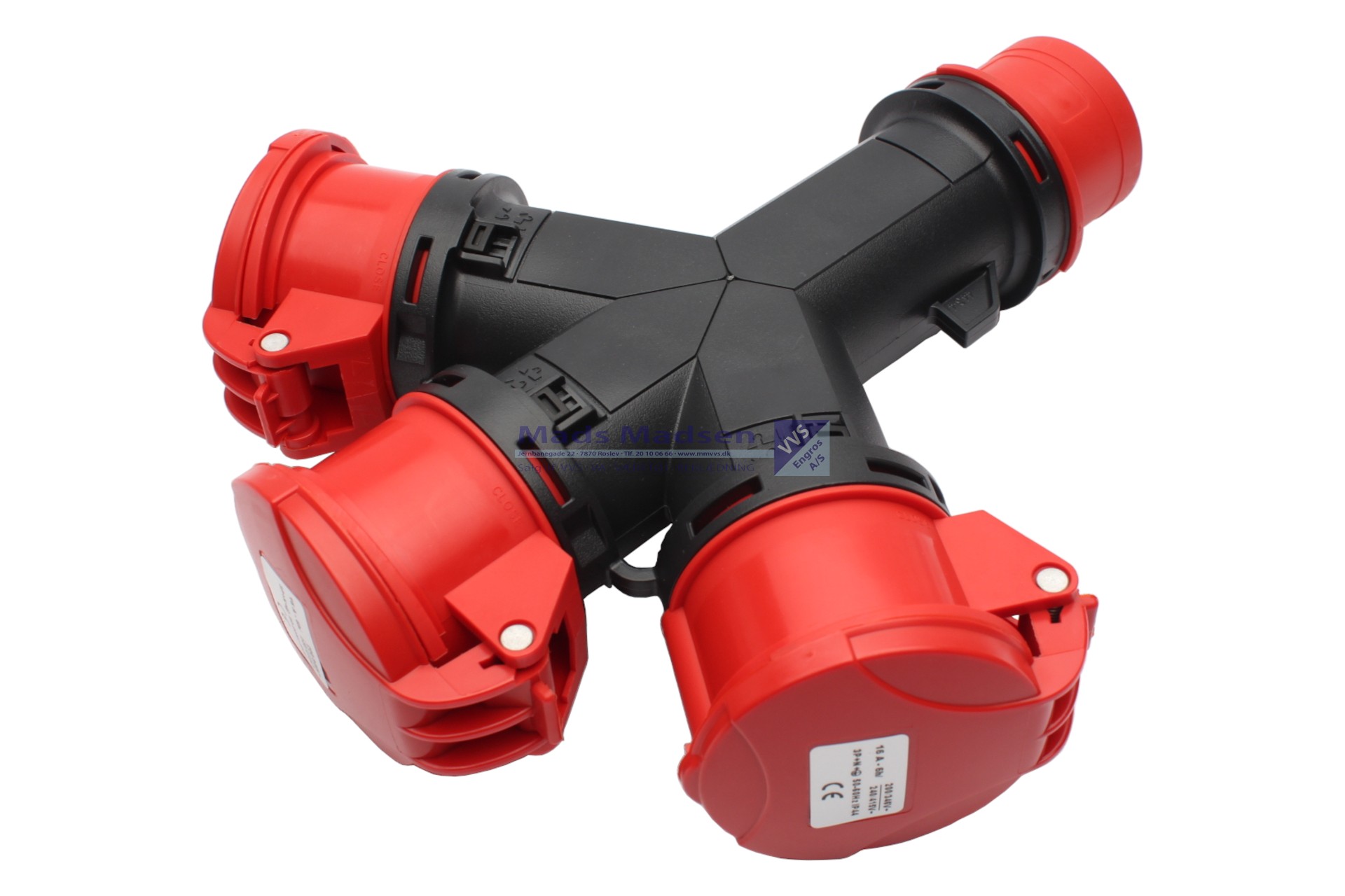 CEE Kompaktforgrener 5P 16 amp. 400V med 3 x 16 amp. 400V udtag