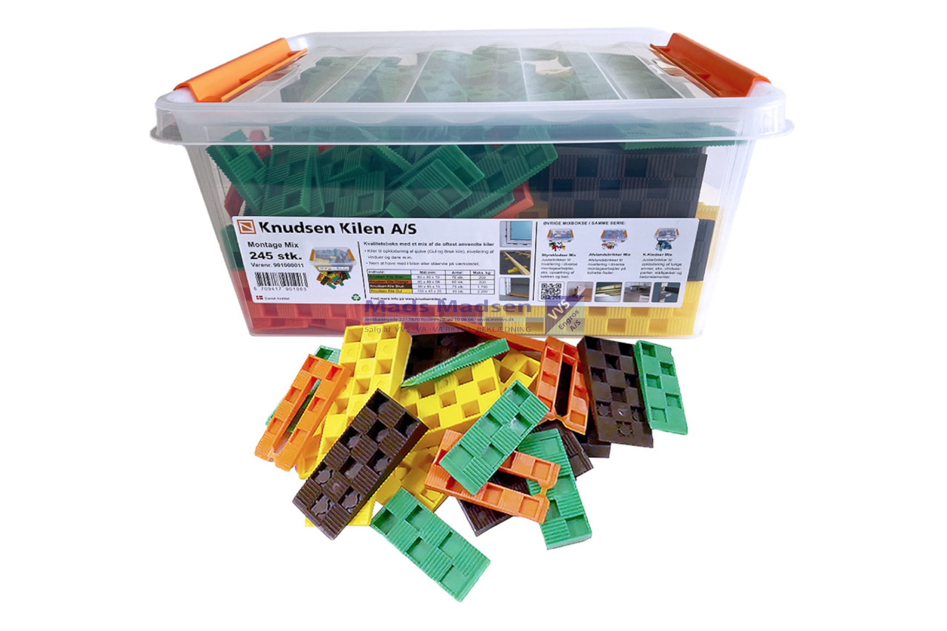 Knudsen kilen - 245 stk ass plast kiler til opklodsning *NETTOPRIS*