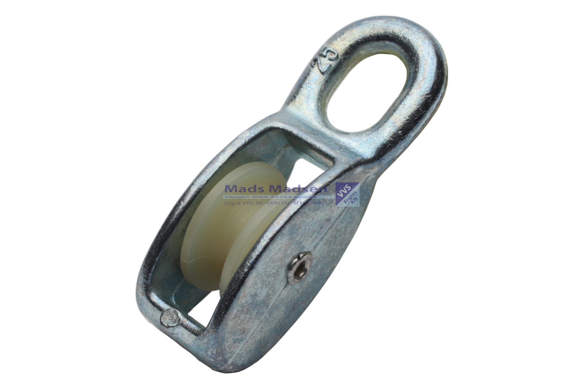 25mm galv. enkelt blok med nylonhjul