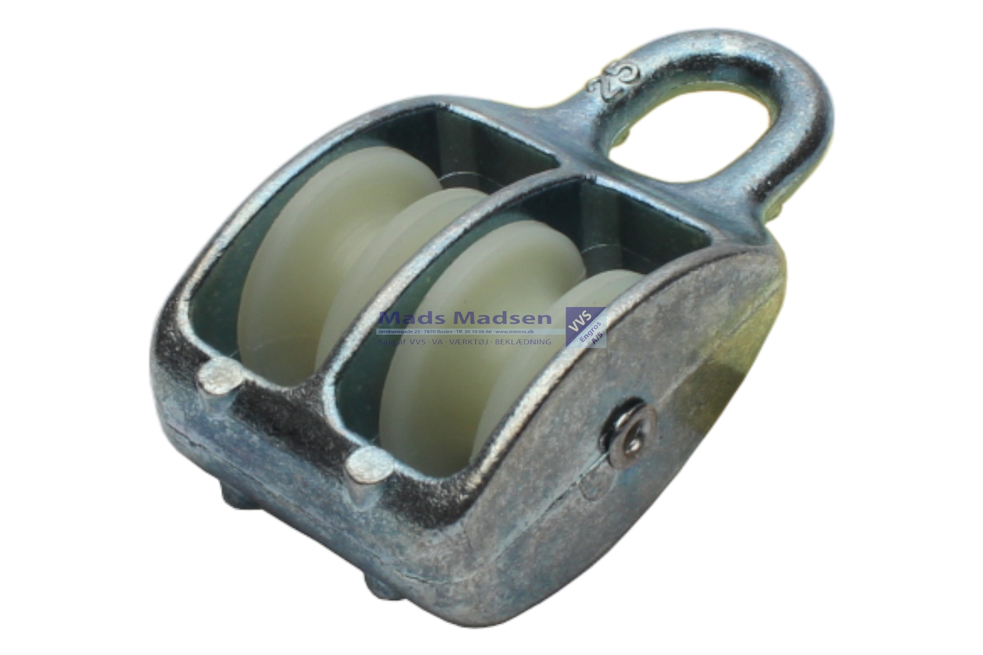 50mm galv. dobbelt blok med nylonhjul