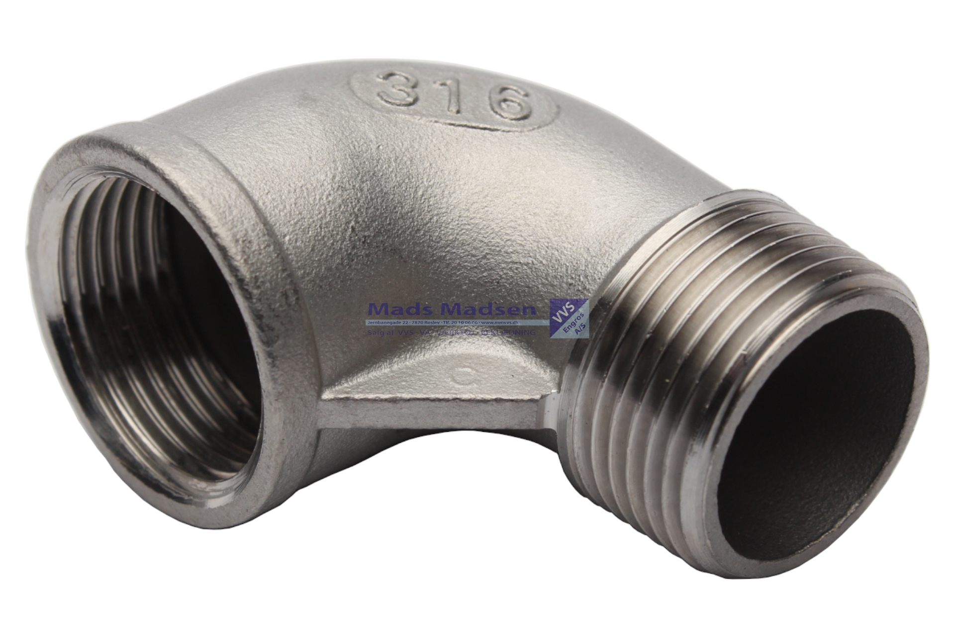 1 1/2" rustfri/syrefast vinkel m/n 316L