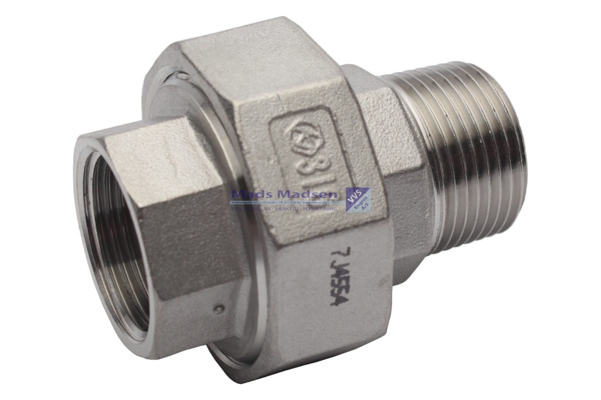 1 1/2" rustfri/syrefast union m/n 316L