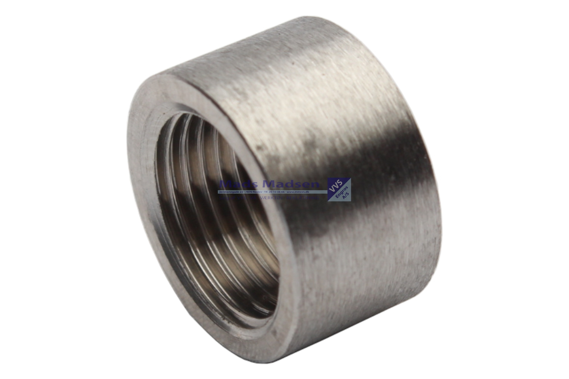 1/2" rustfri/syrefast halvmuffe 316L