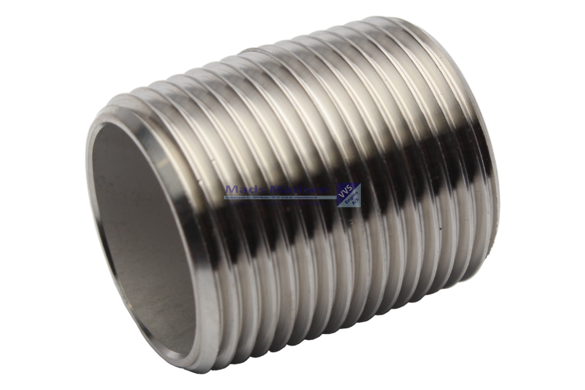 1/2" x ssk rustfri/syrefast nippelrør 316L