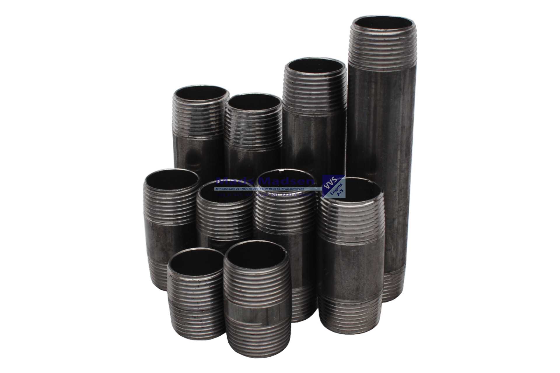 1/2" sort blandede nippelrør 10 stk/ps