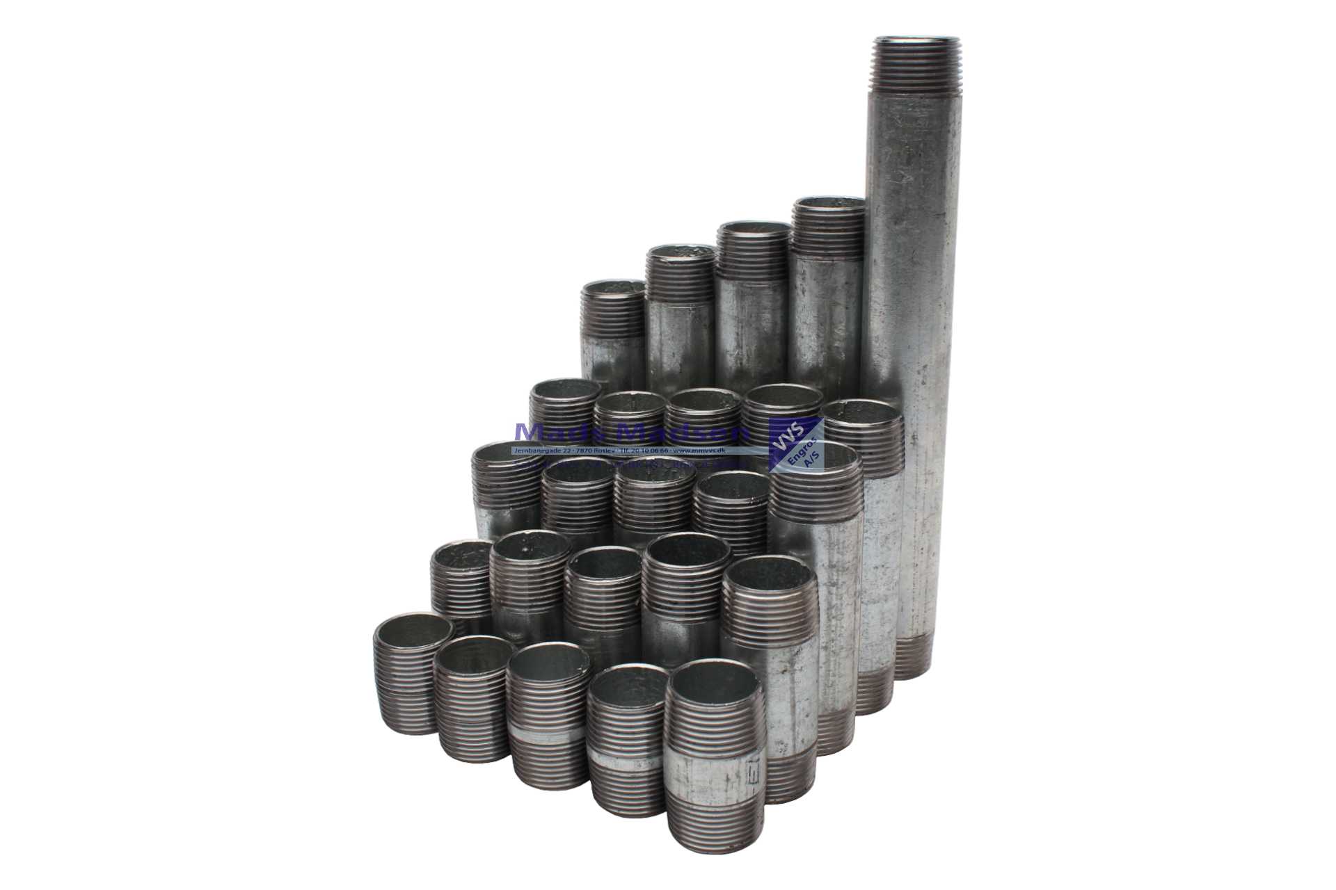 1/2" galv. blandede nippelrør 25 stk/ps