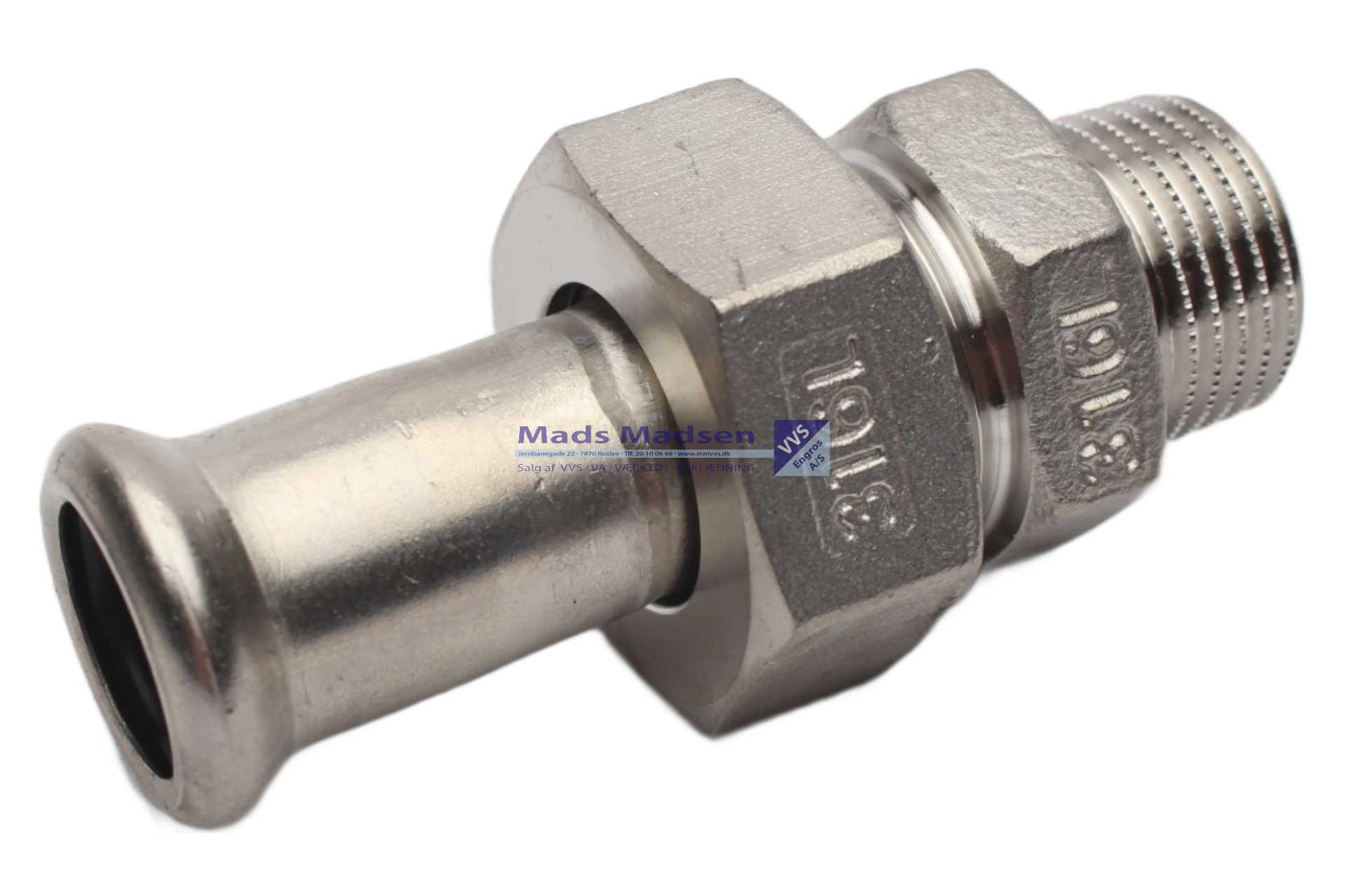 15mm x 1/2" RacMet RF/SF pres union pm/n M-bakke 316L