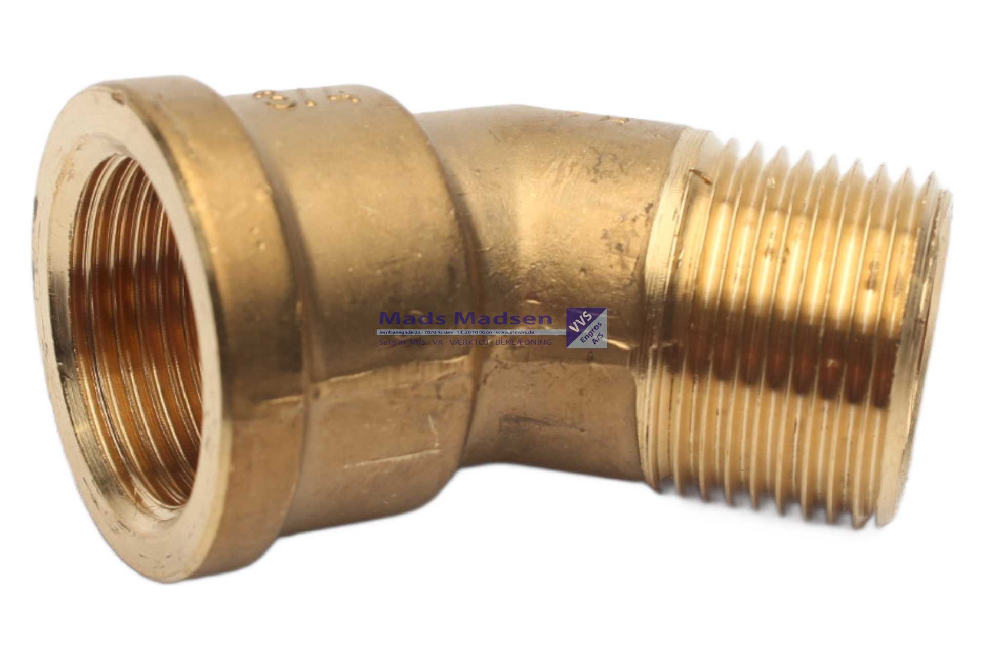 3/4" rødgods vinkel 45gr m/n