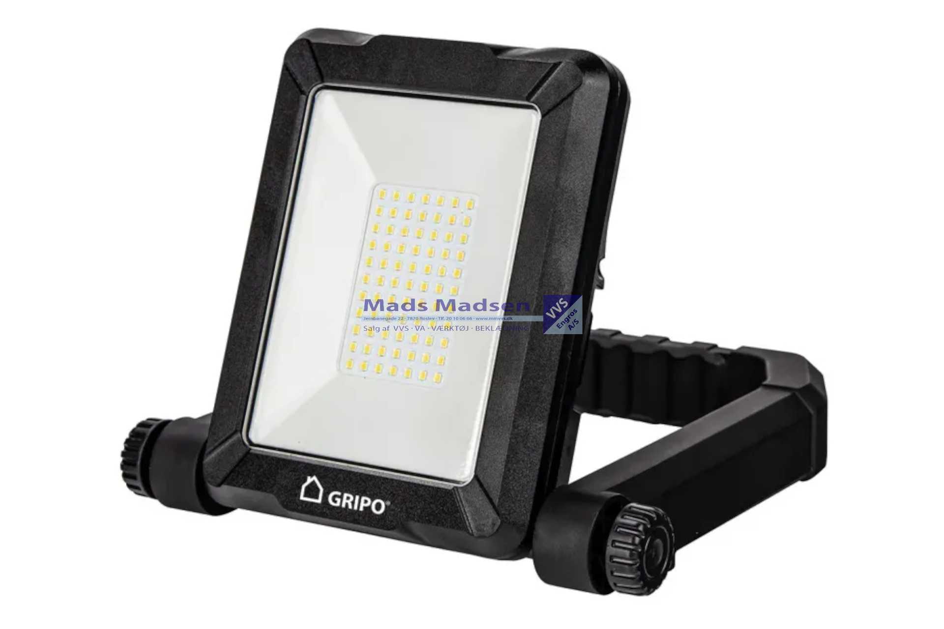 Gripo Arbejdslampe 20W 18V incl.adapter for Bosch, Dewalt, Makita, Metabo, Milwaukee *NETTOPRIS*