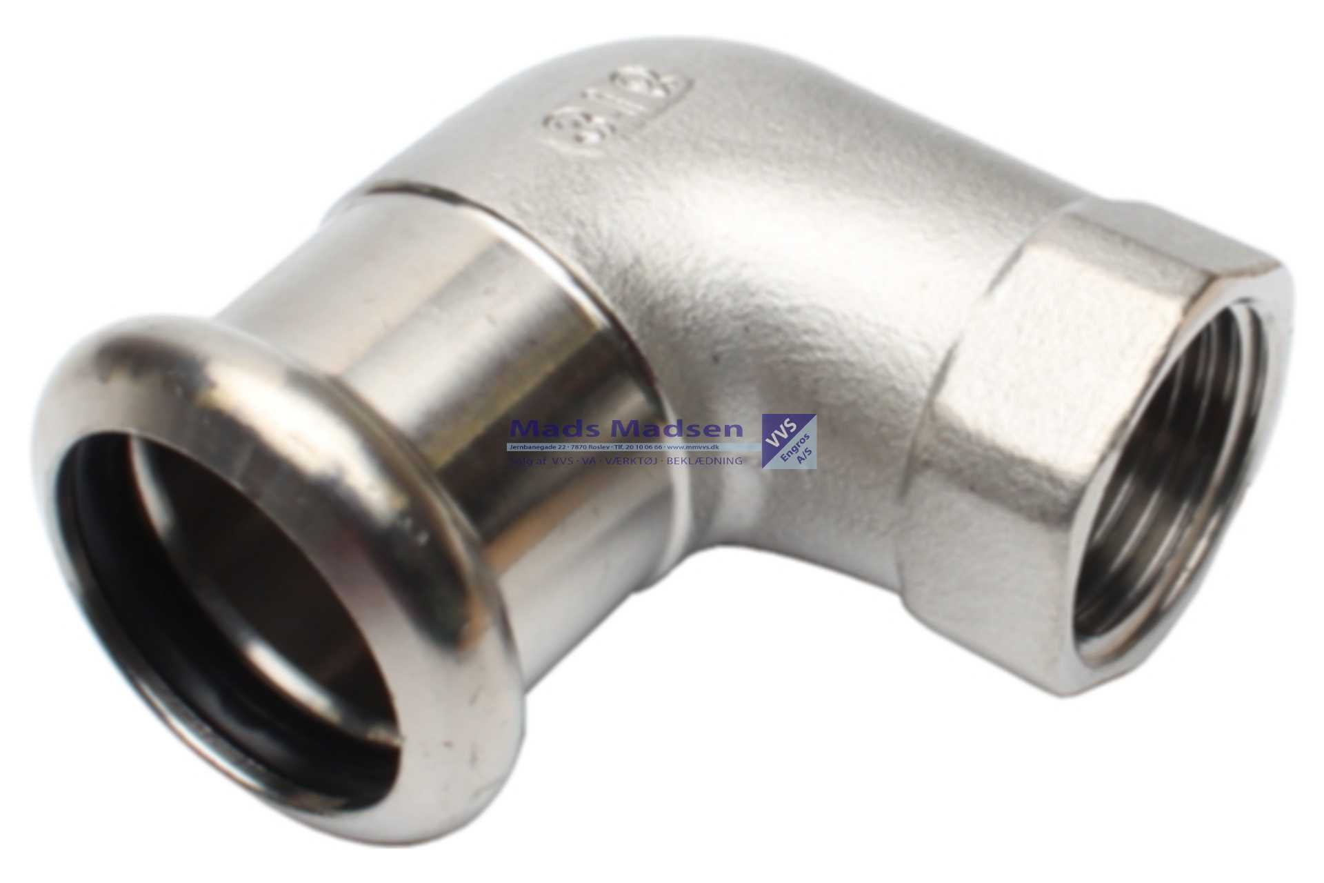 15mm x 3/4" RacMet RF/SF pres vinkel 90° pm/m M-bakke 316L