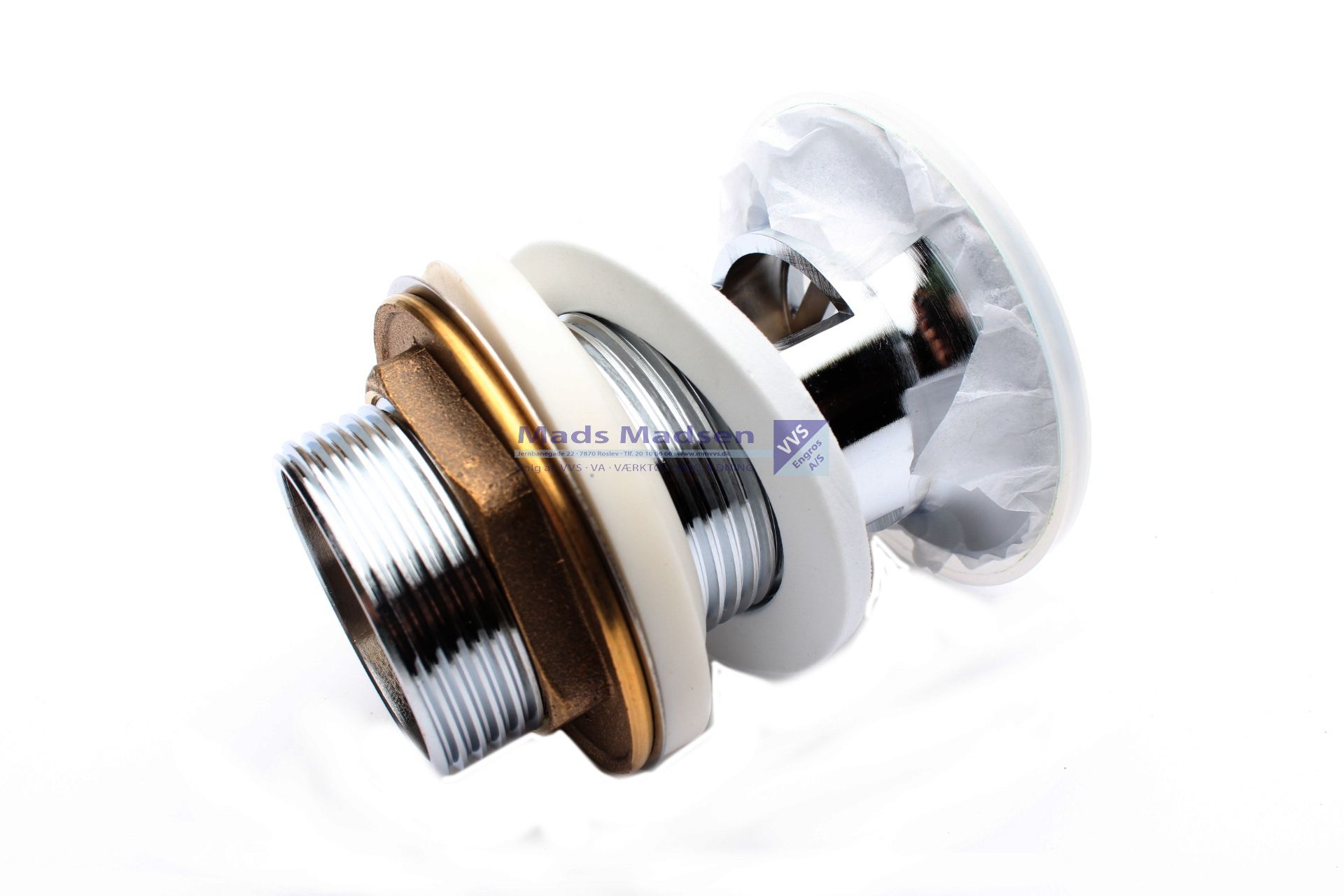 1 1/4" bundventil m/rist og overløb