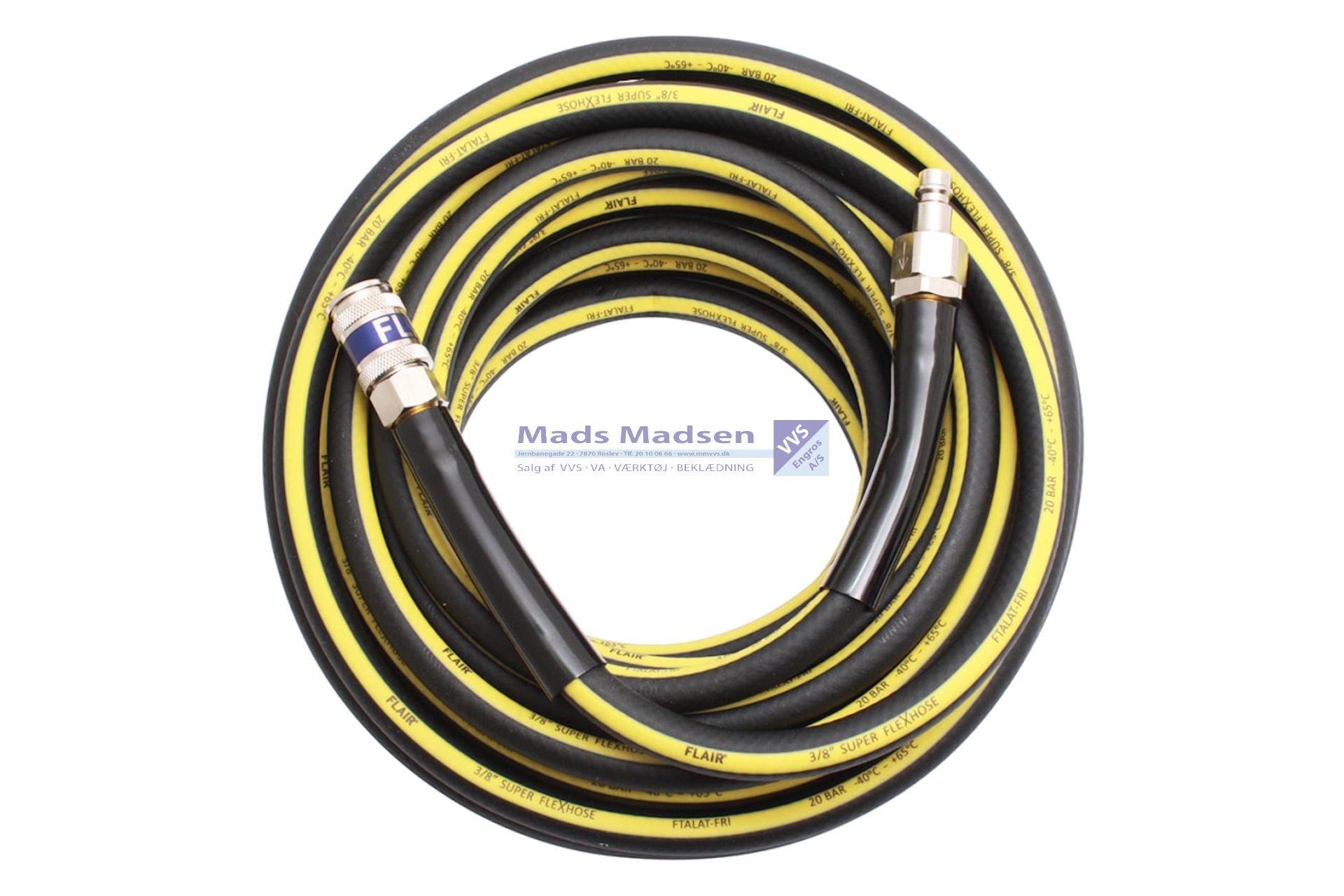 3/8" Flair Superflex Trykluftslange med kobling/nippel 20 bar á 10 mtr 41410
