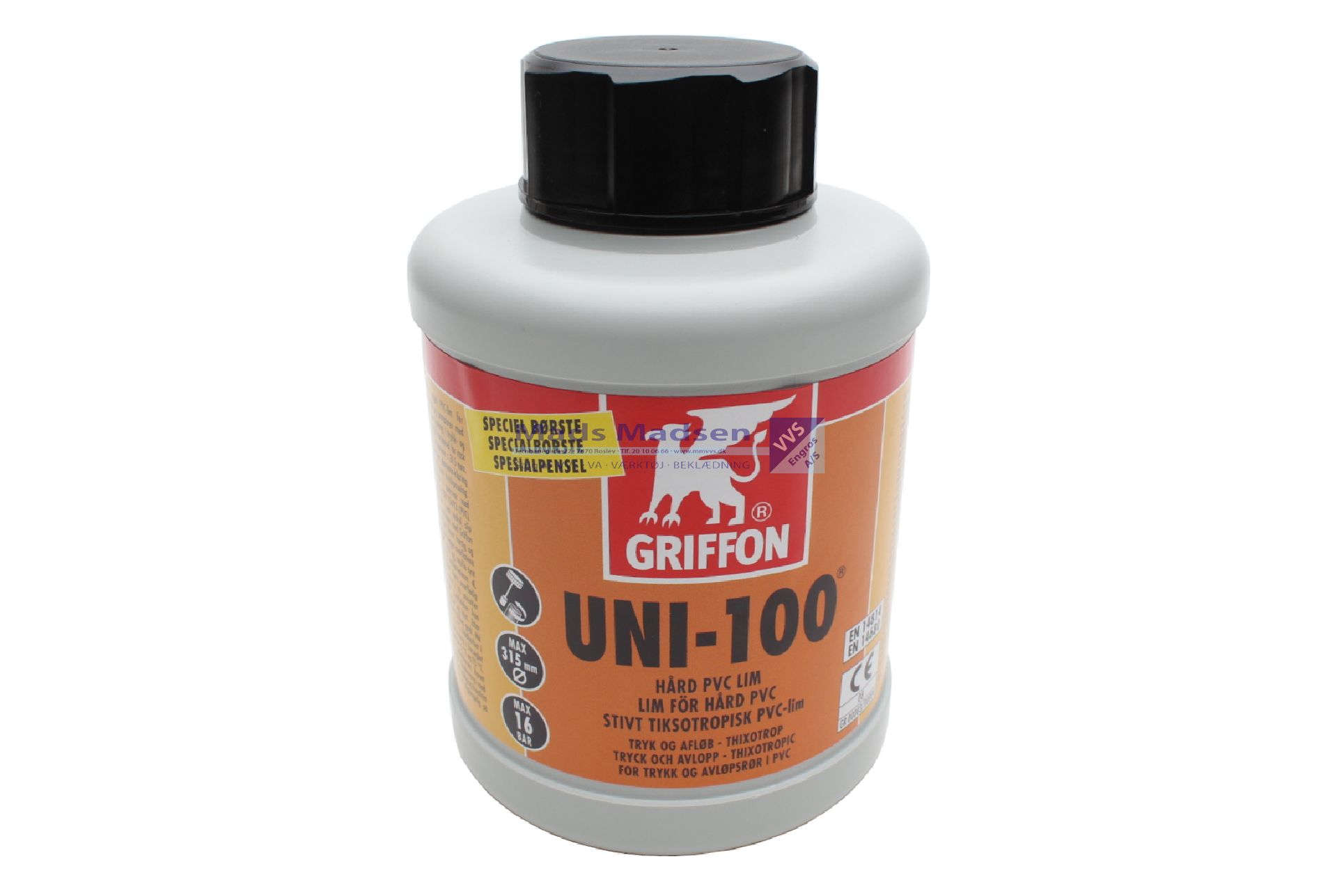 Griffon uni-100 PVC lim á 500 ml. m/ pensel - UN 1133 - Farekl. 3