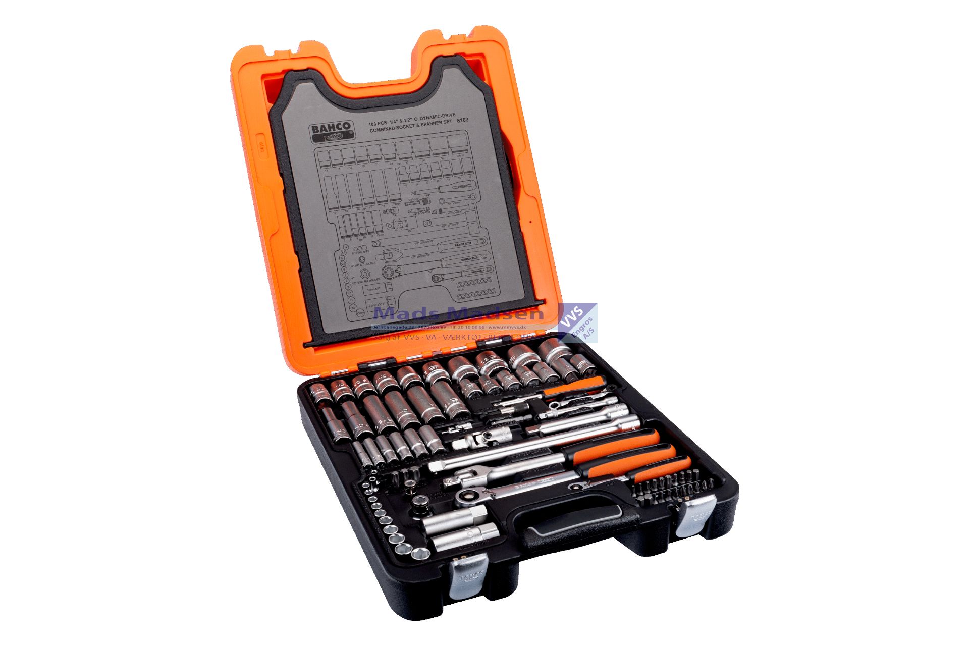 Topnøglesæt Bahco 1/4" + 1/2" S103 103 dele *NETTOPRIS* (S)