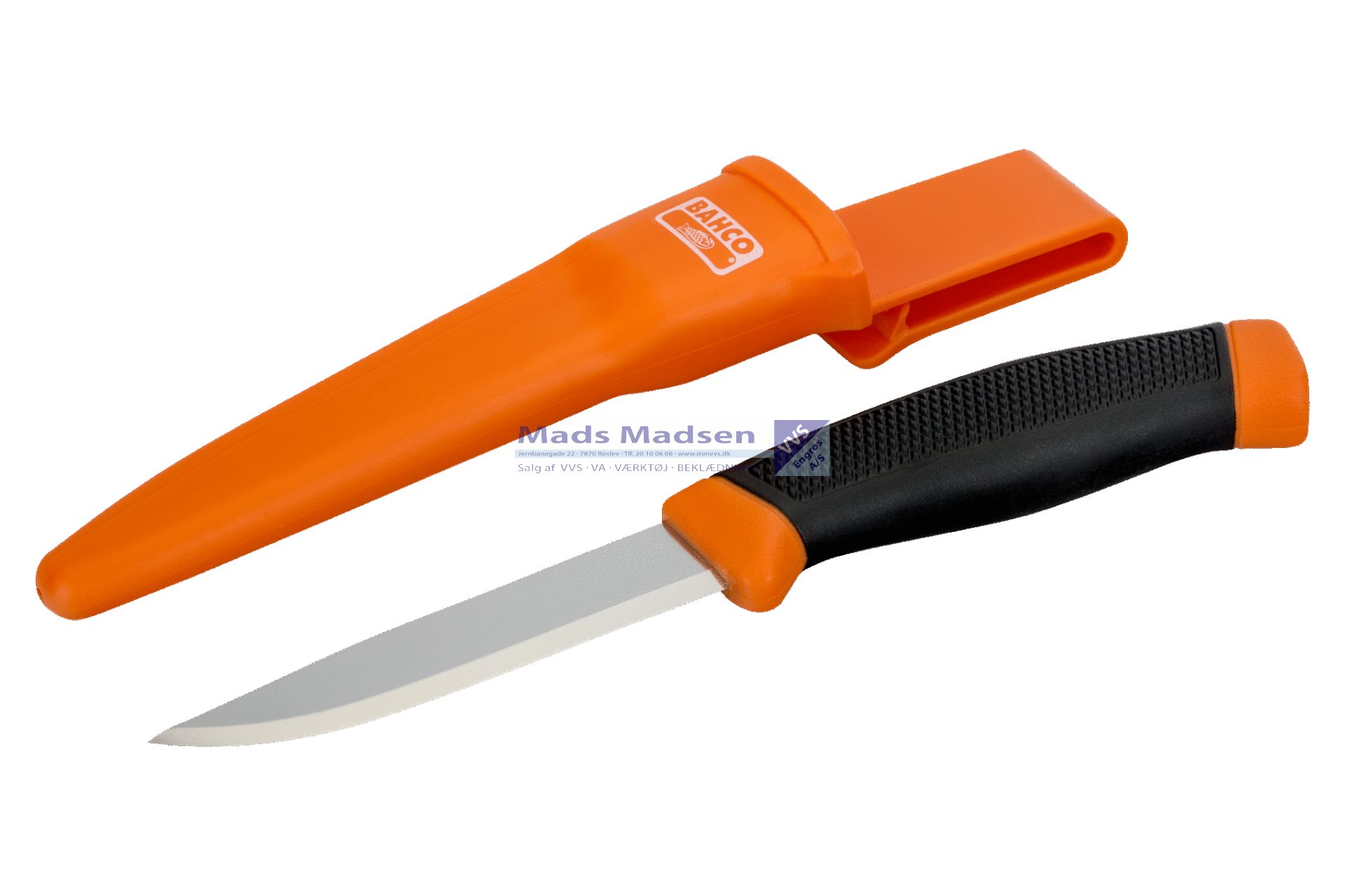 Arbejdskniv Bahco 220mm 2446 med rustfri klinge incl.knivskede med bælteclips *NETTOPRIS*