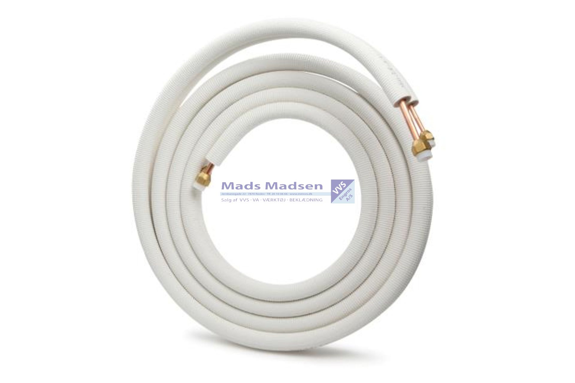 Isoleret dobbelt kølerør a' 5mtr 1/4" x 3/8" m.krave & omløber