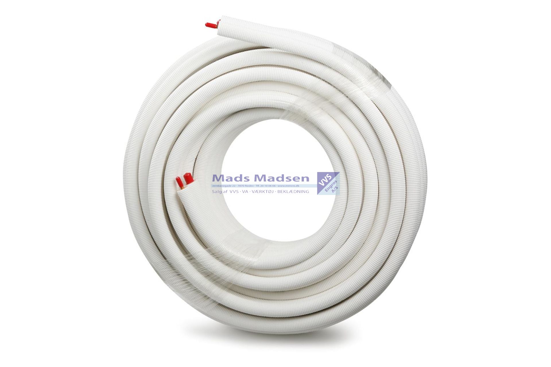 Isoleret dobbelt kølerør a' 20mtr 1/4" x 3/8" u.krave & omløber