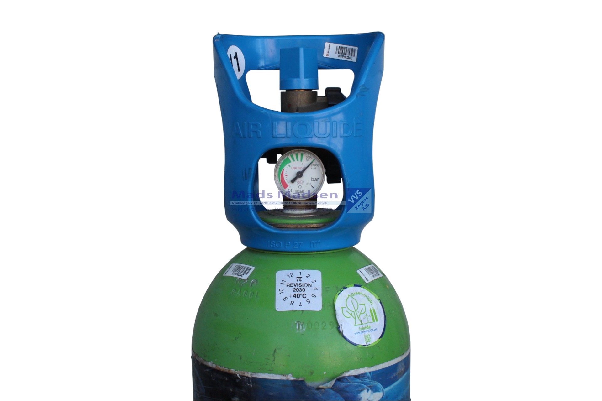 ArgonMix Albee Weld 10 ltr. S11 MAG 18% CO2 (OMB) incl. ADR tillæg - UN 1956 - Farekl. 2 - GRØN