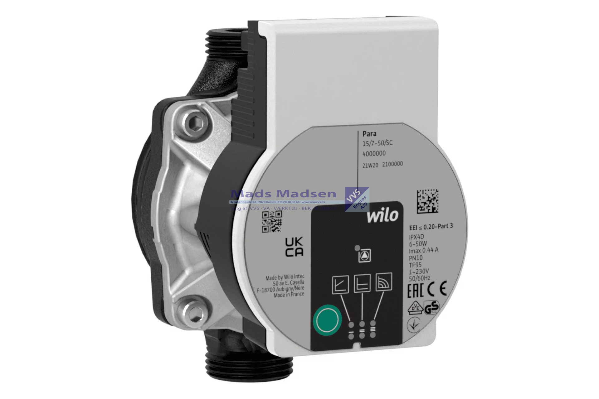 Vølund cirkulations pumpe f/VVM S320 - Wilo 15/6-43/SC - sidder i top (husk pumpeledninger 346301071 + 346301072) 818229