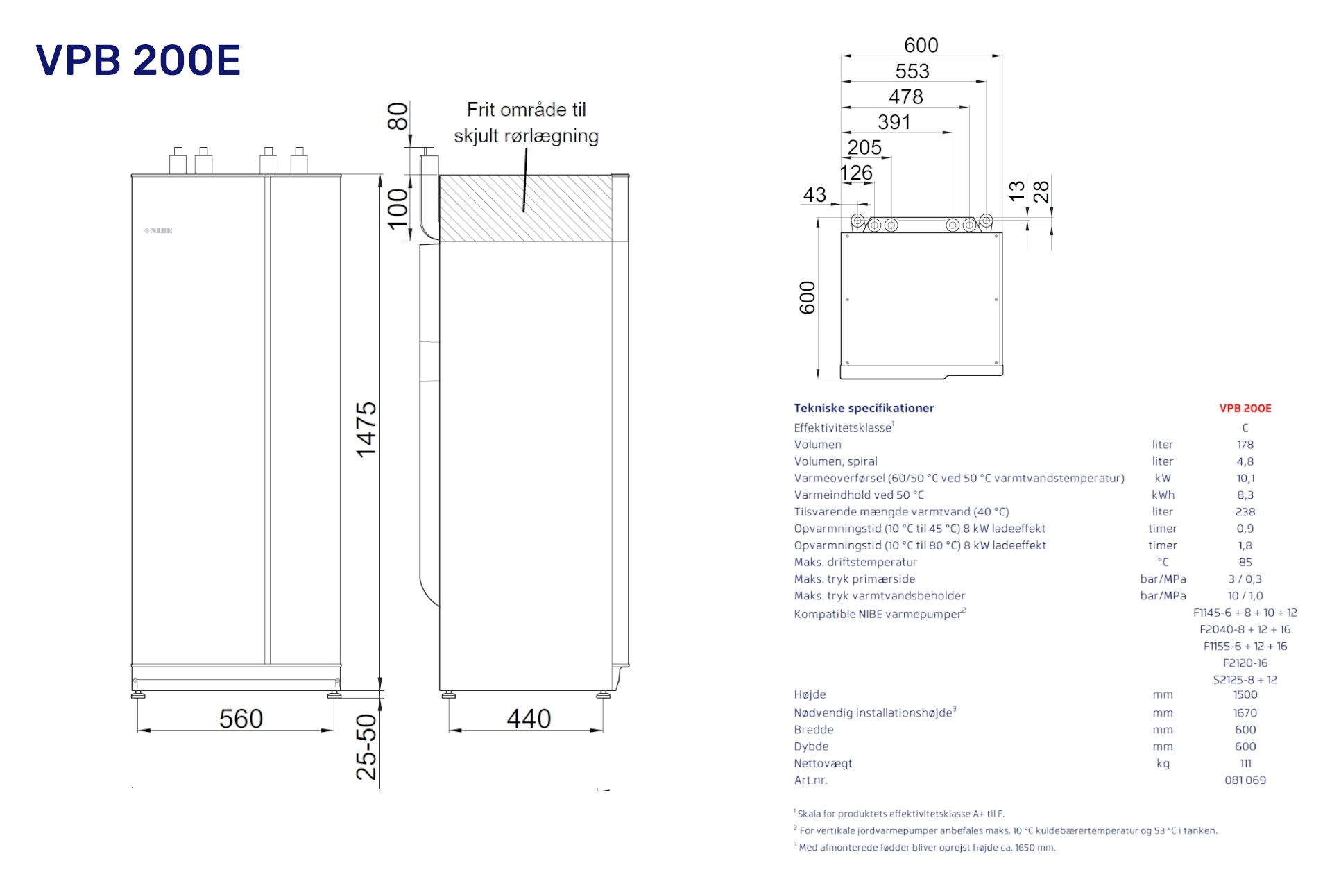 Vølund varmepumpebeholder VPB 200E max. 10kw 081069 (S) - Billede 2