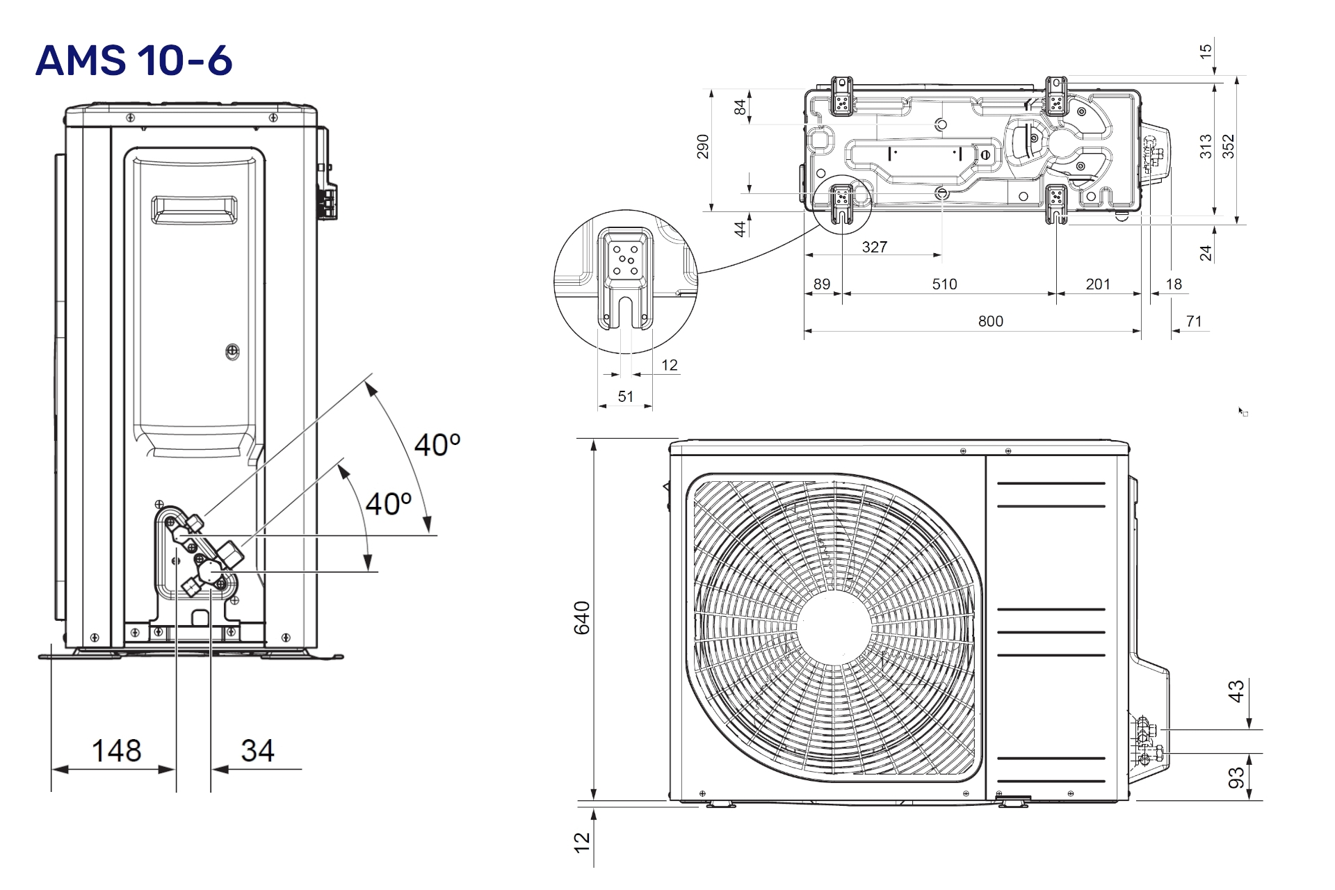 Vølund Split AMS 20-6 varmepumpe luft/vand udedel 0,5-8 KW - Billede 2