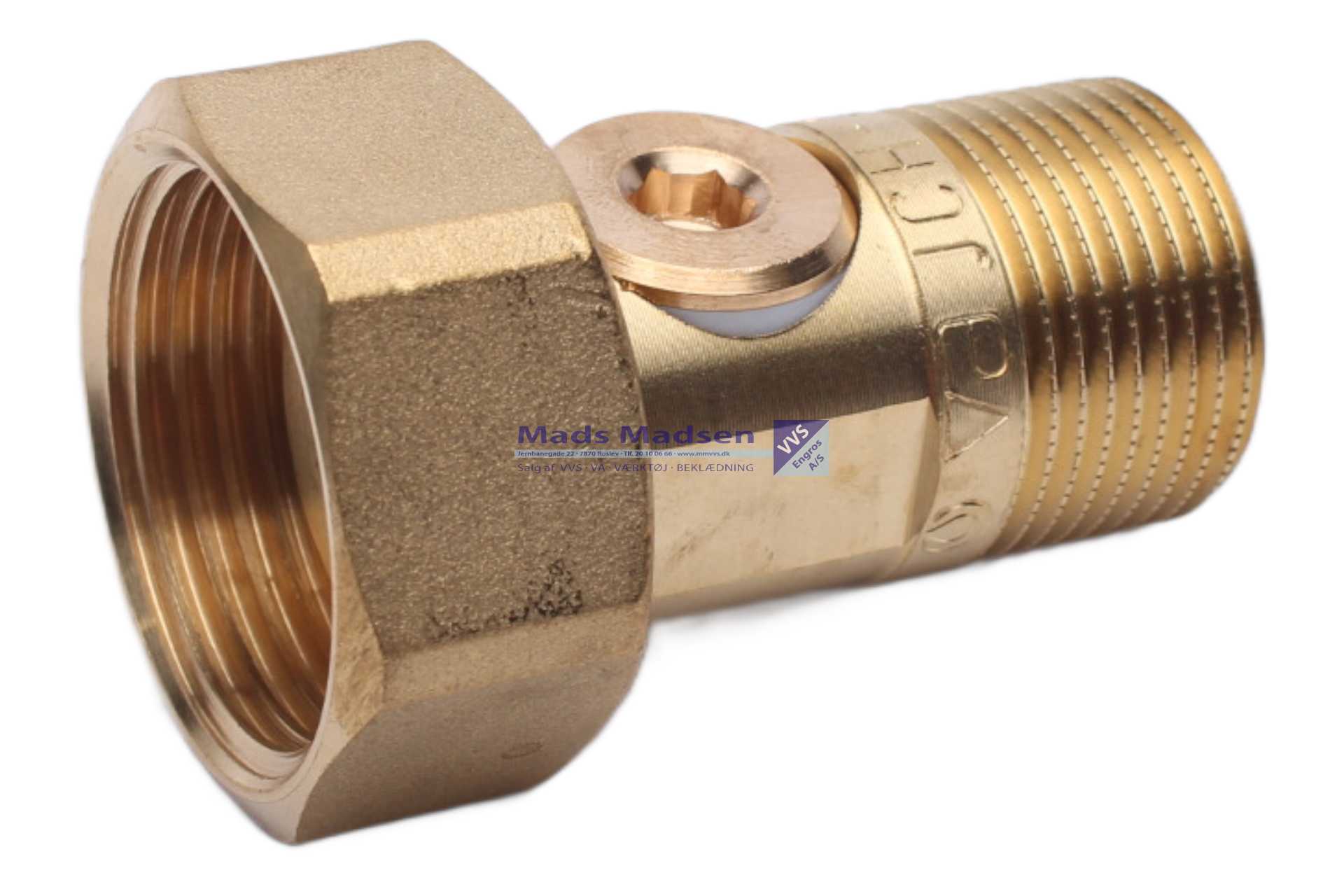1" x 3/4" kontrolerbar måleforskruning m/kontraventil