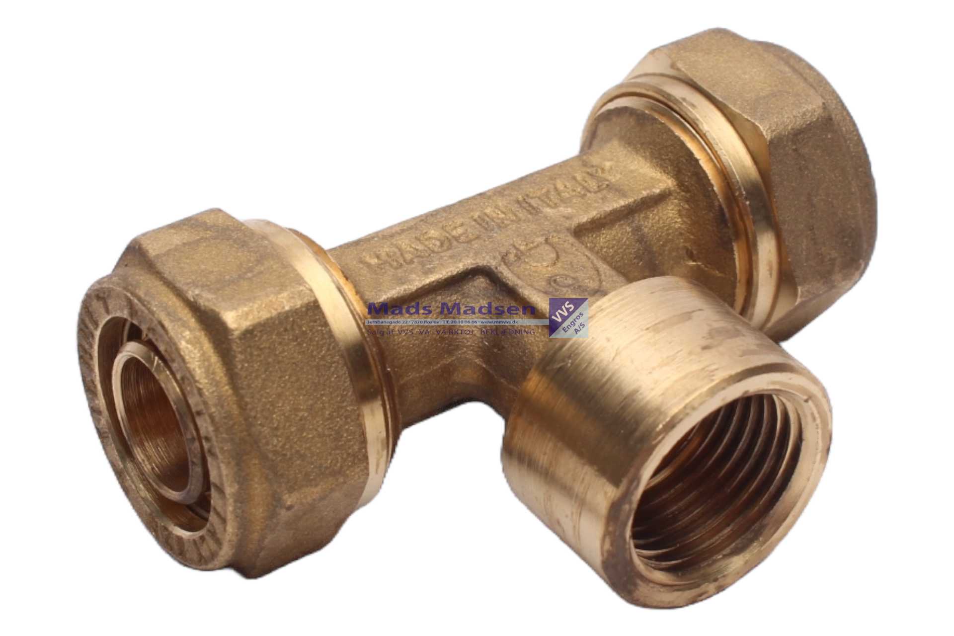 20 x 1/2" x 20mm Tiemme pex tee m/bøsn.