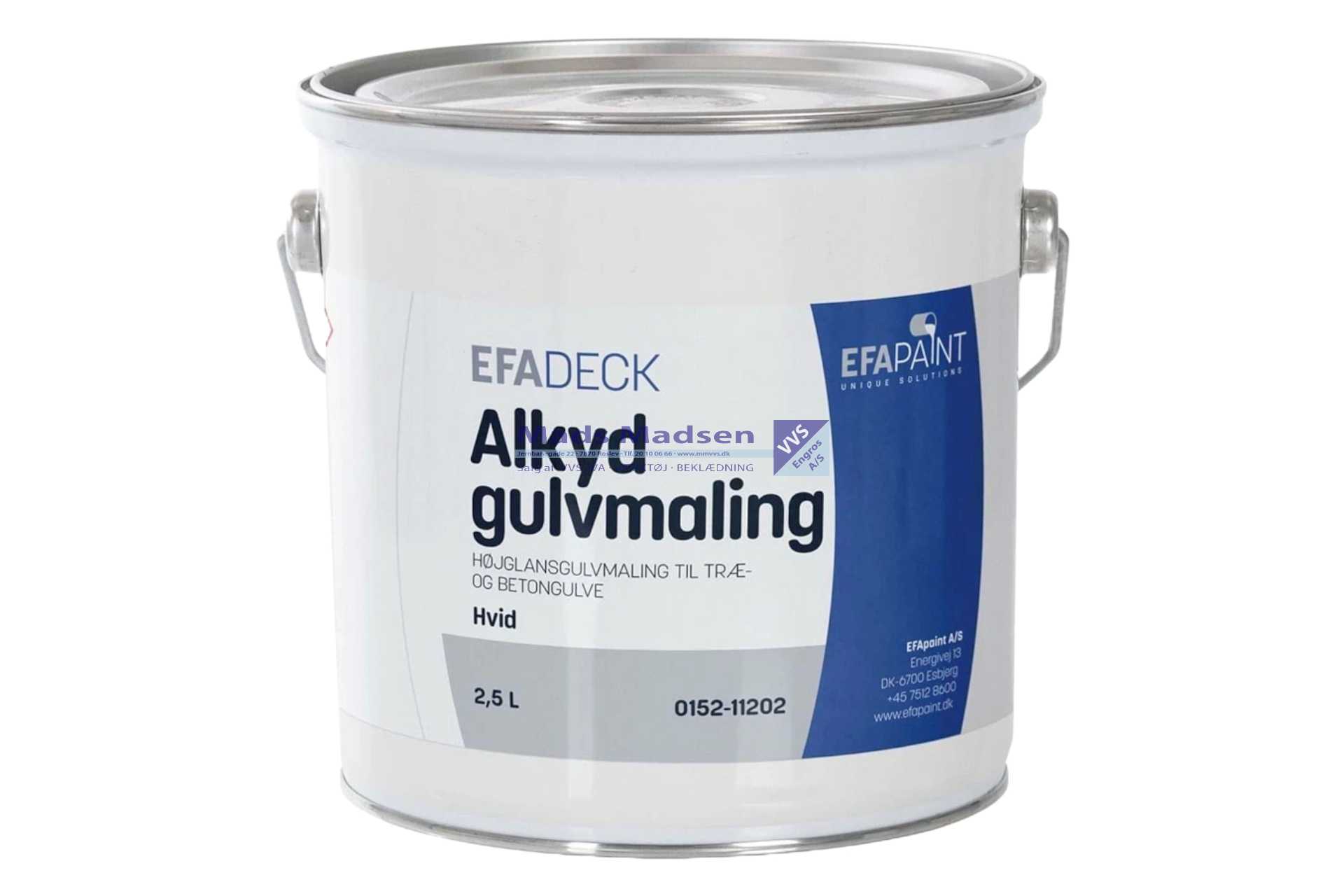 Efadeck Alkyd Gulvmaling 15622 Grå (træ & beton - opløsningsholdig) á 2,5 ltr. - UN 1263 - Farekl. 3 - RØD (S) - Billede 2