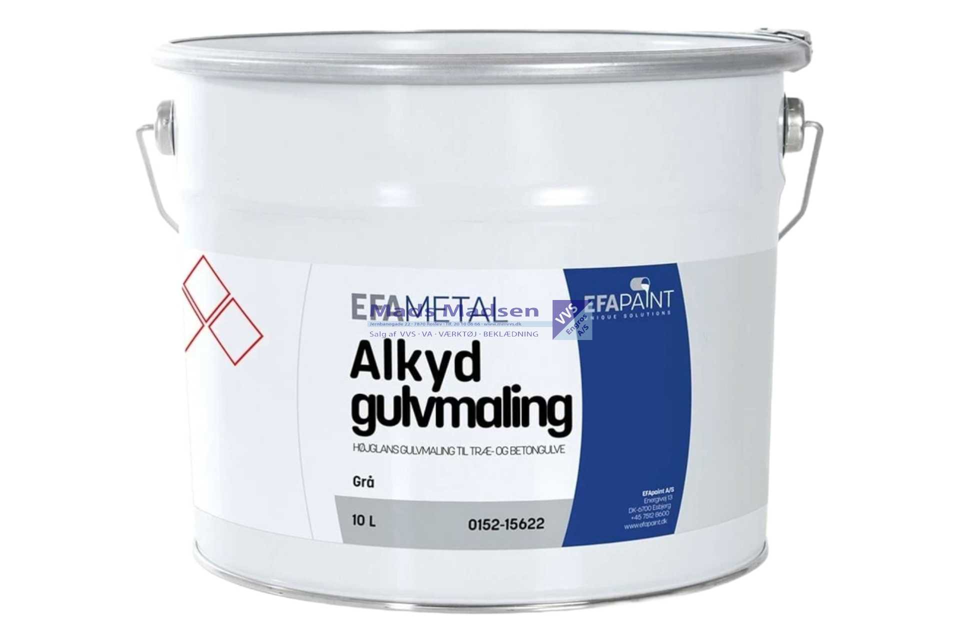 Efadeck Alkyd Gulvmaling 15622 Grå (træ & beton - opløsningsholdig) á 10 ltr. - UN 1263 - Farekl. 3 - RØD (S) - Billede 2