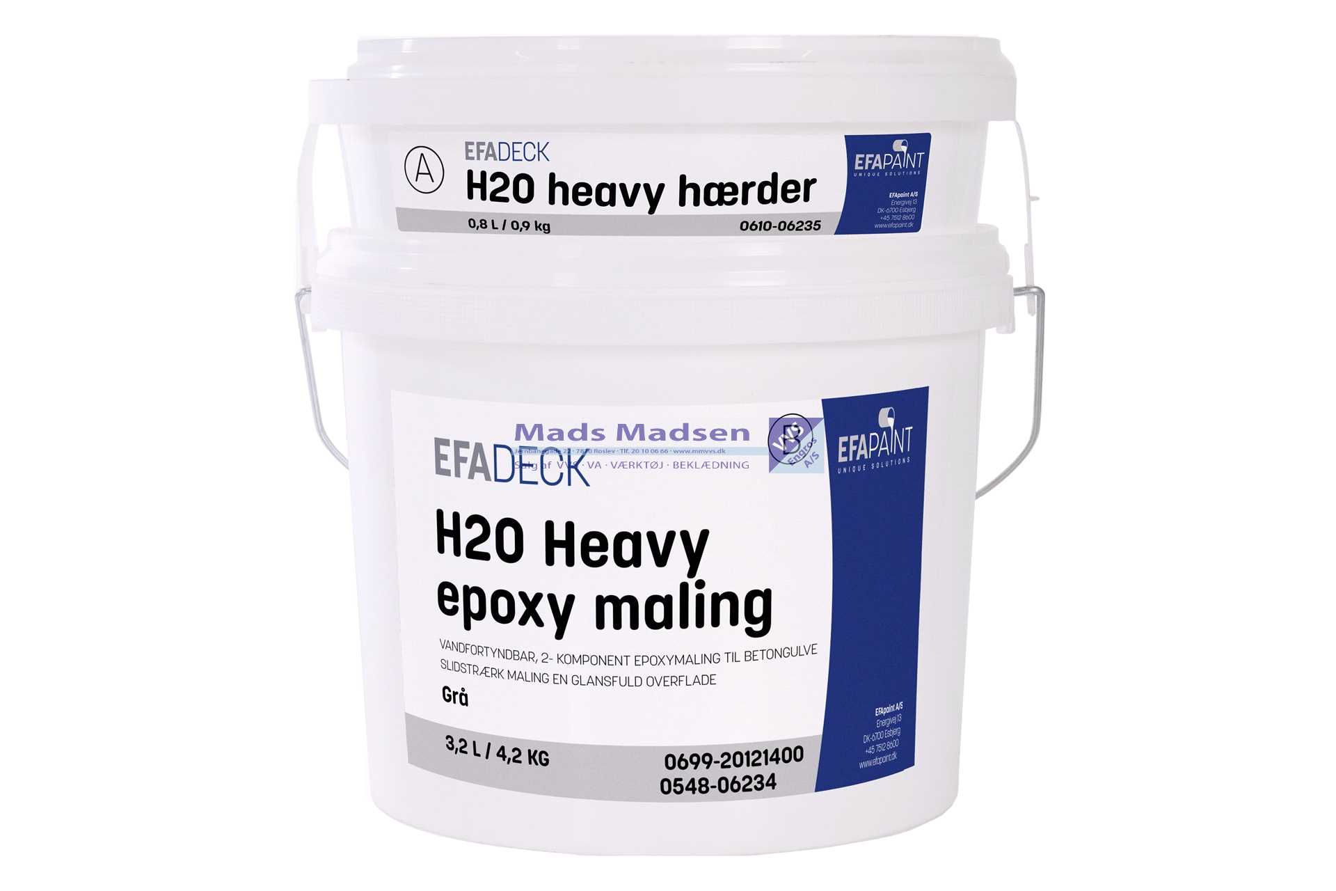Efadeck H2O Heavy m/hærder - Epoxy 20121 Grå (træ & beton - vandfortyndbar) á 4 ltr. - UN 1263 - Farekl. 3 - RØD - Billede 2