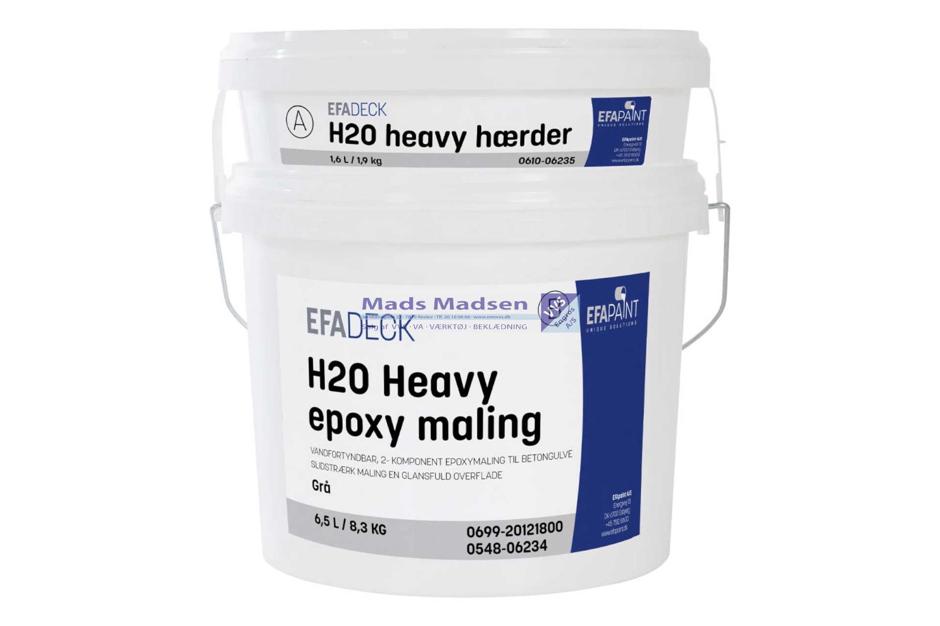 Efadeck H2O Heavy m/hærder - Epoxy 20121 Grå (træ & beton - vandfortyndbar) á 8 ltr. - UN 1263 - Farekl. 3 - RØD - Billede 2