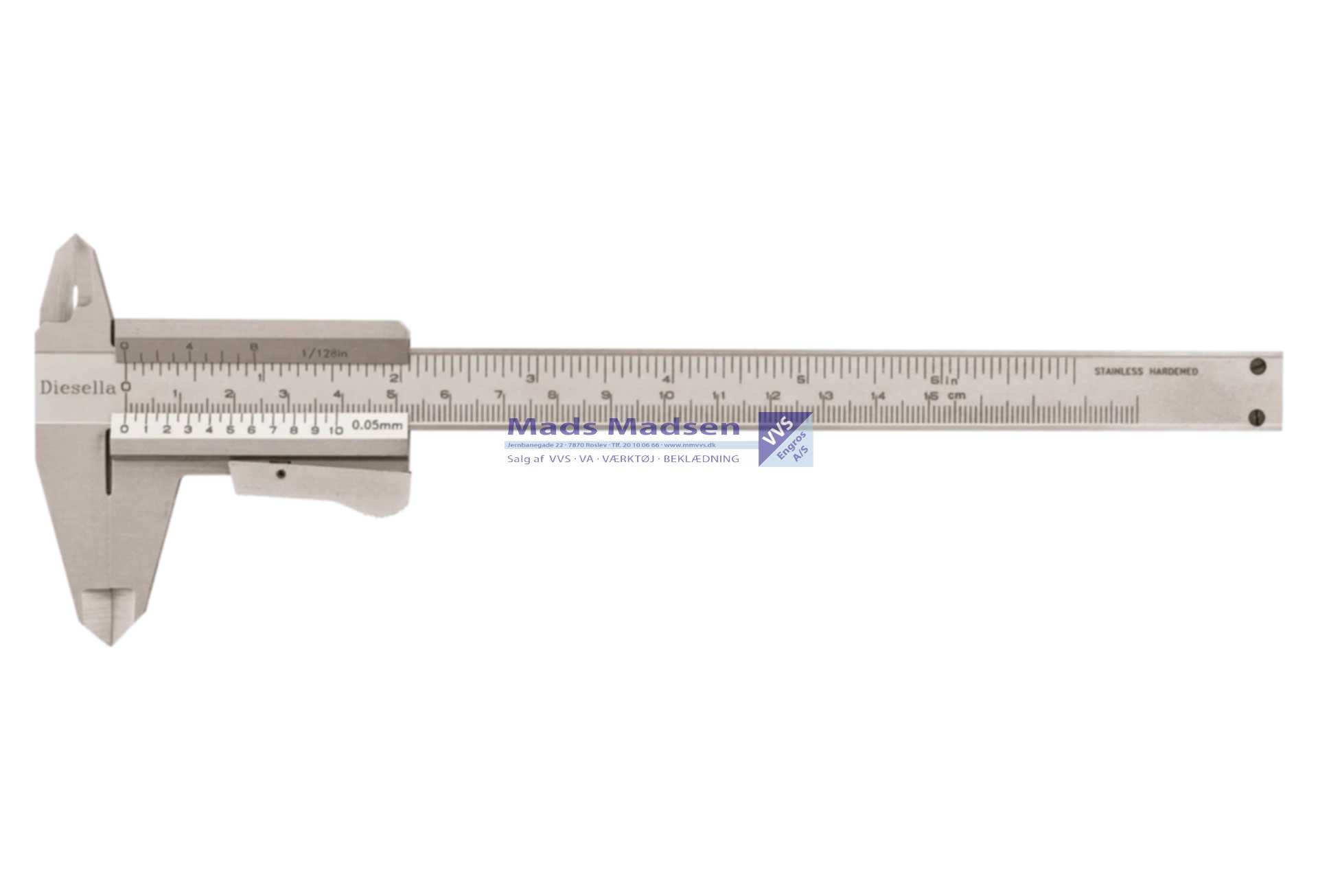Skydelære Diesella med klemlås 0-150mm/0,05mm 10130150