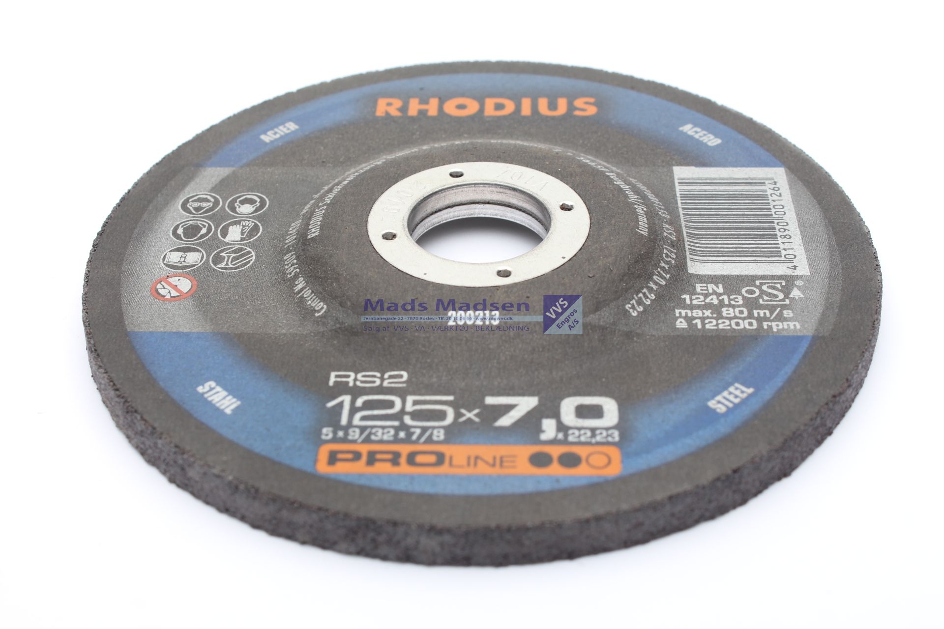 125 x 7,0 x 22,2 mm Rhodius slibeskive stål