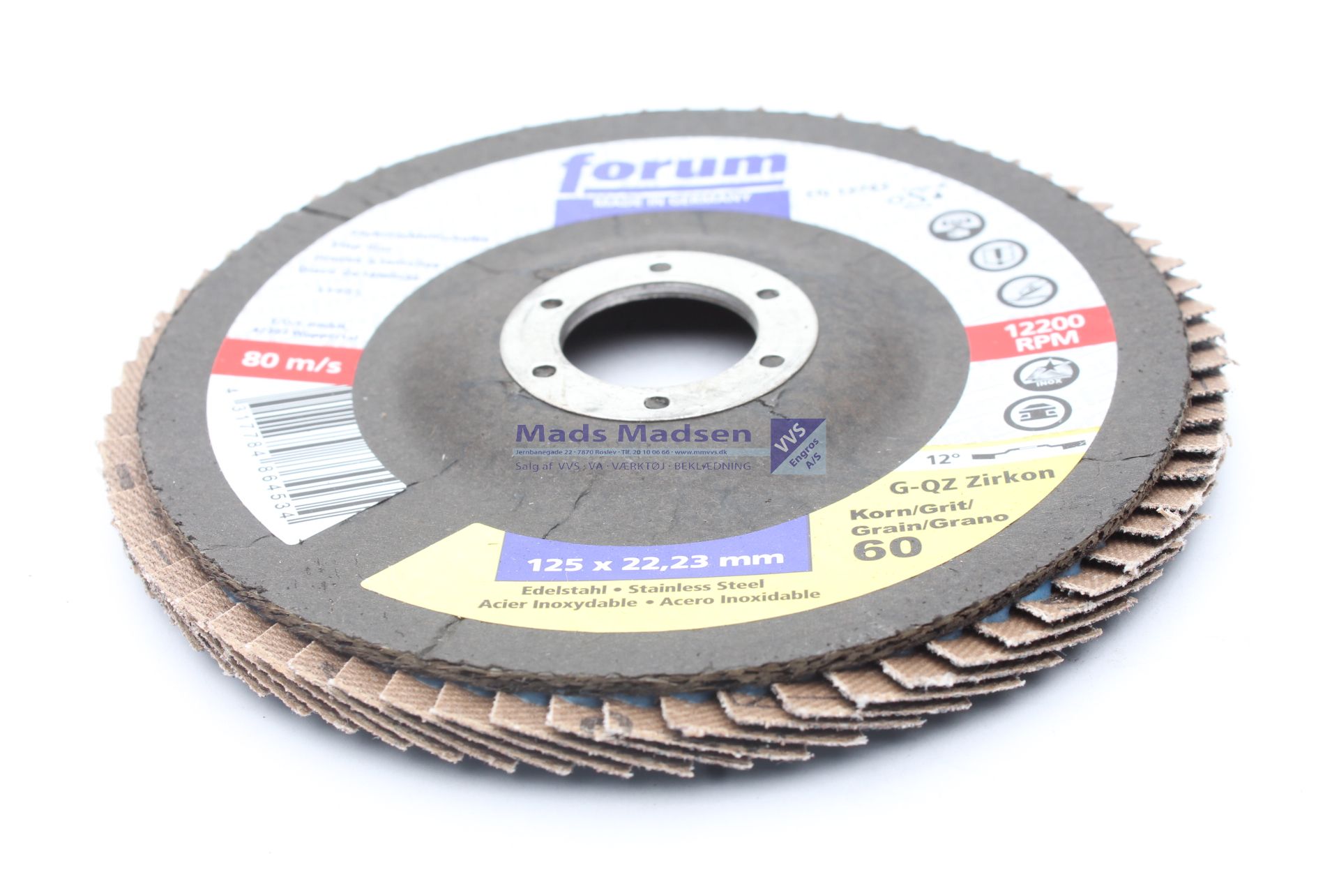 125 mm Lamelskiver K60 12 gr. Stål/rustfri