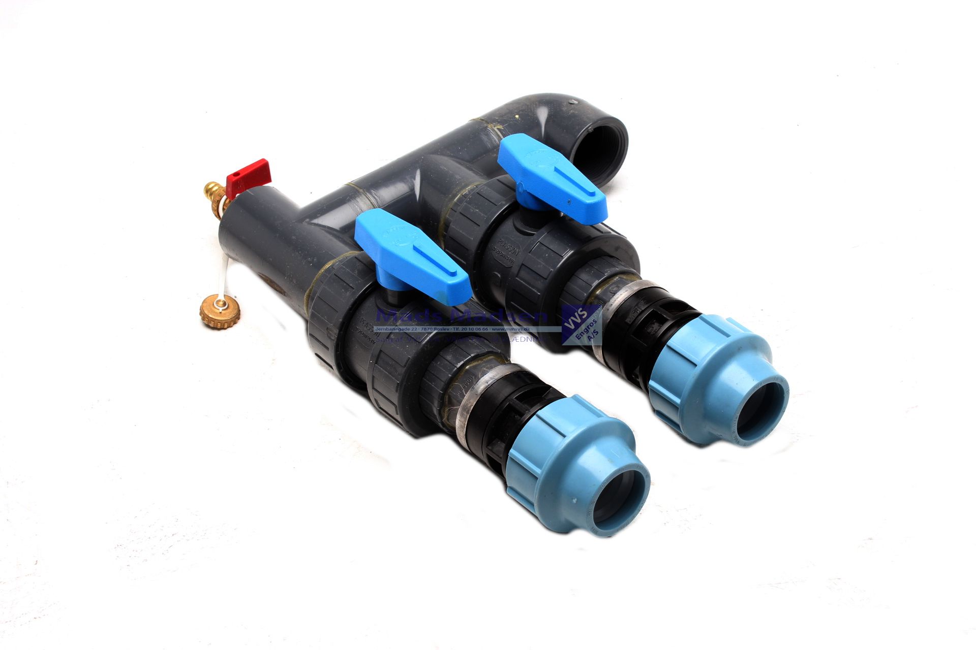 MM jordvarme manifold 2 x 40mm m/kuglehaner 1 1/2" tilgang