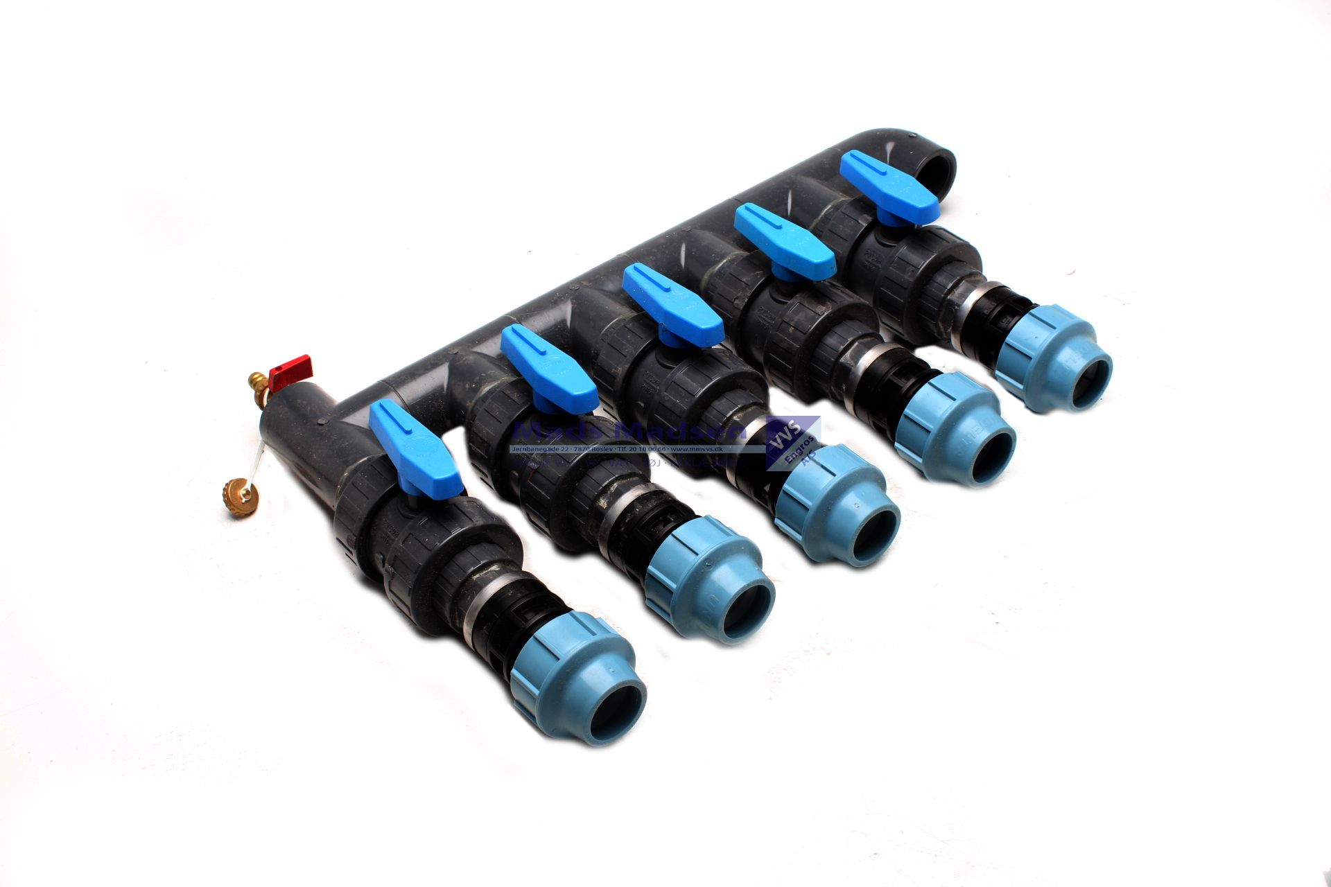 MM jordvarme manifold 5 x 40mm m/kuglehaner 1 1/2" tilgang