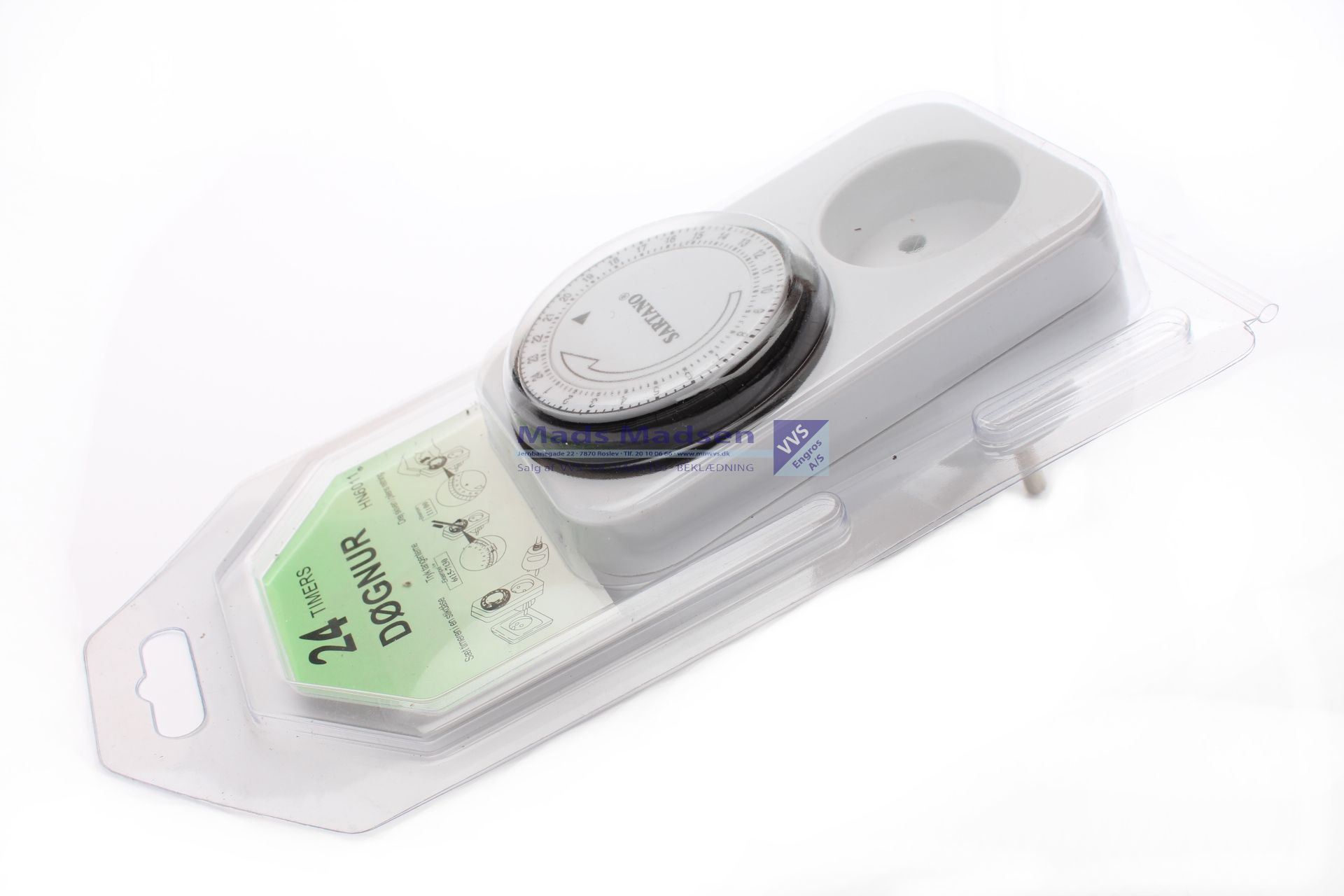 Tænd/sluk ur 230V/50HZ 13 Amp. 15 min.interval Indendørs u/jord *NETTOPRIS*