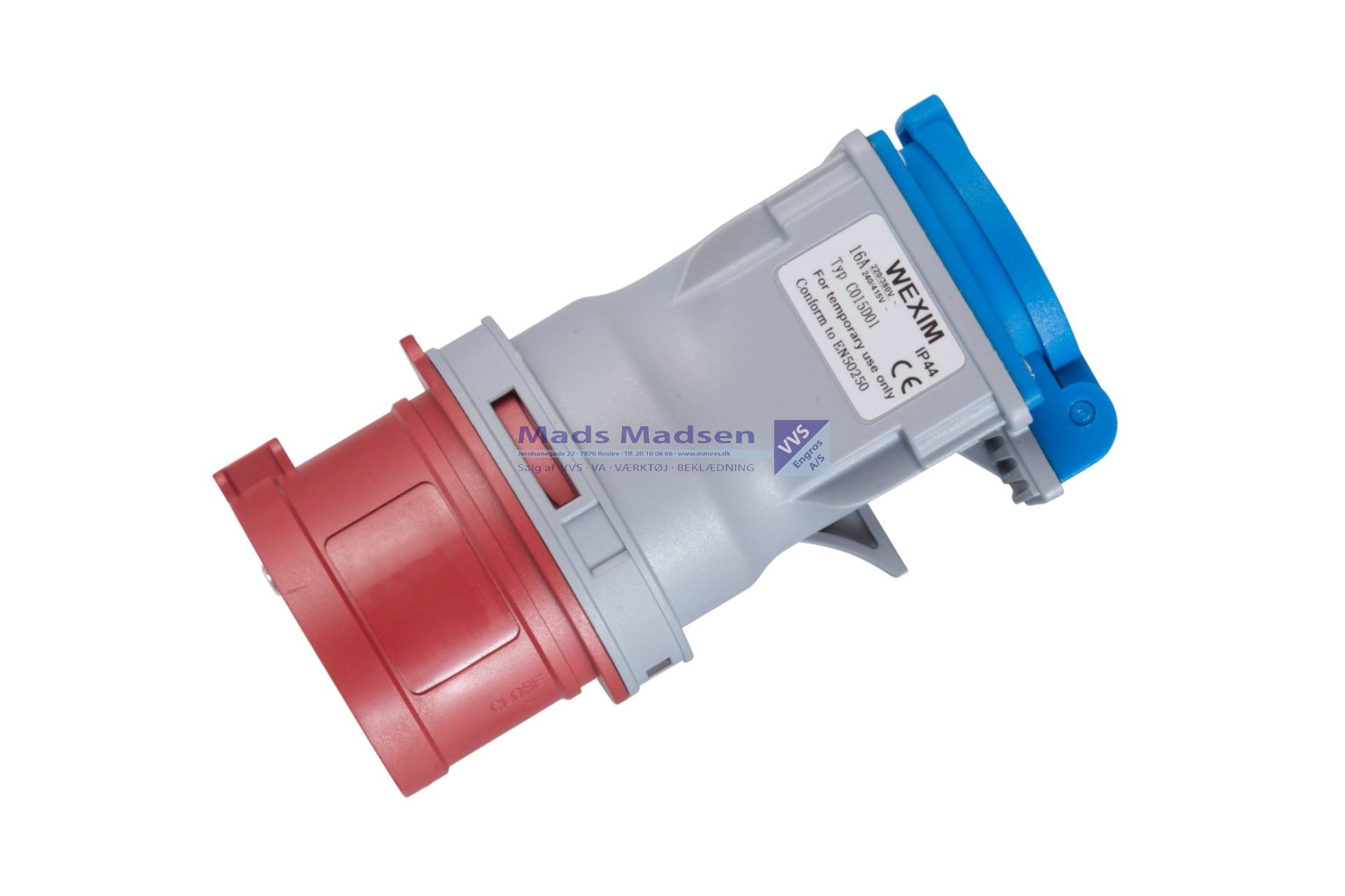 CEE Adapter 400V/16A ind / 230V DK jord ud *NETTOPRIS*