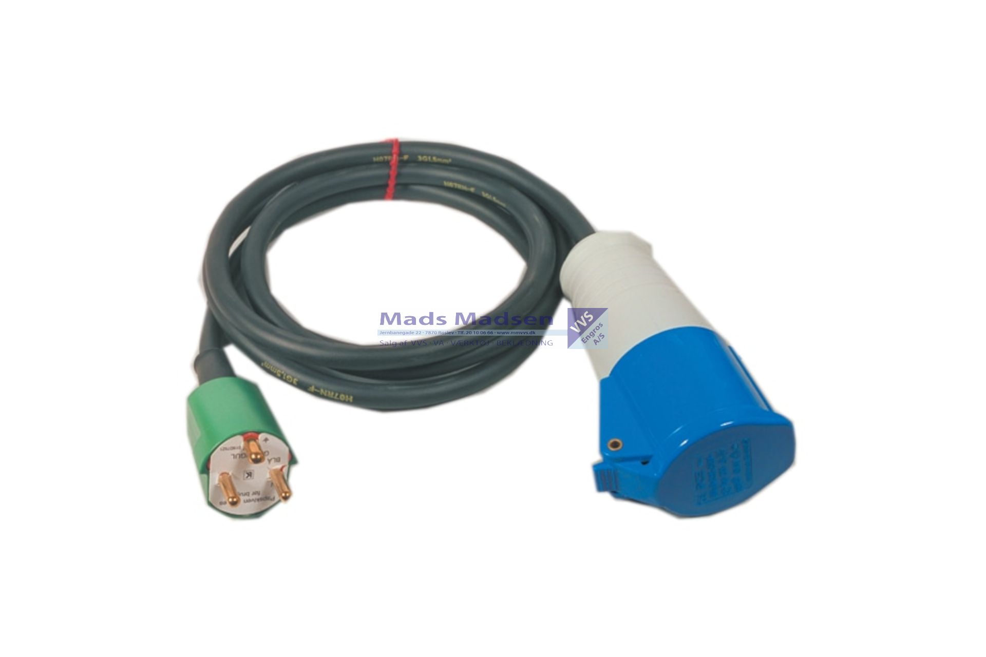 CEE Adapterkabel 230V DK jord ind / 230V CEE ud 0,33 mtr. *NETTOPRIS*