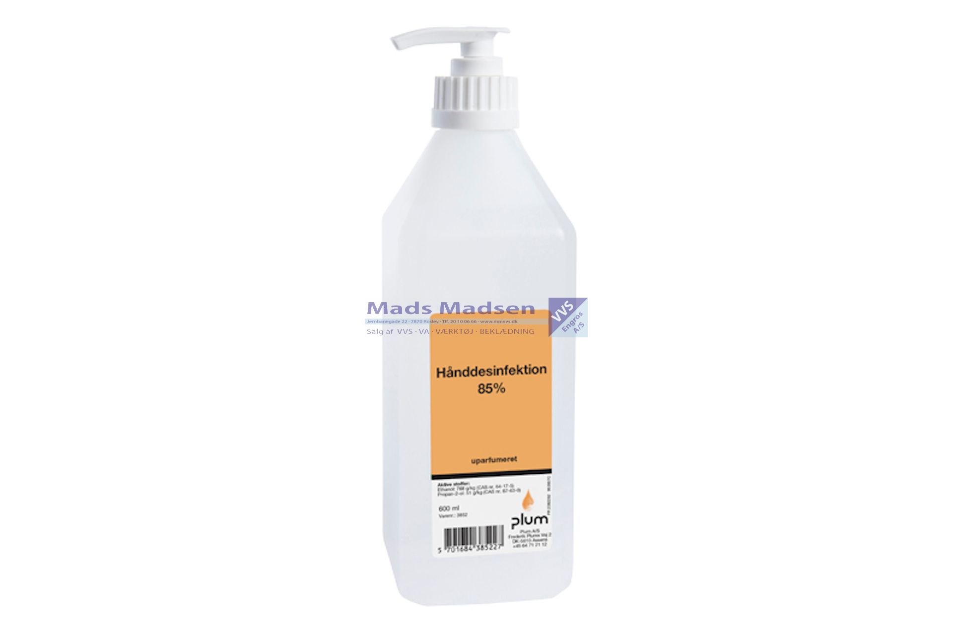 Hånddesinfektion plum 600ml pumpe flydende 85% 3538520 *NETTOPRIS*
