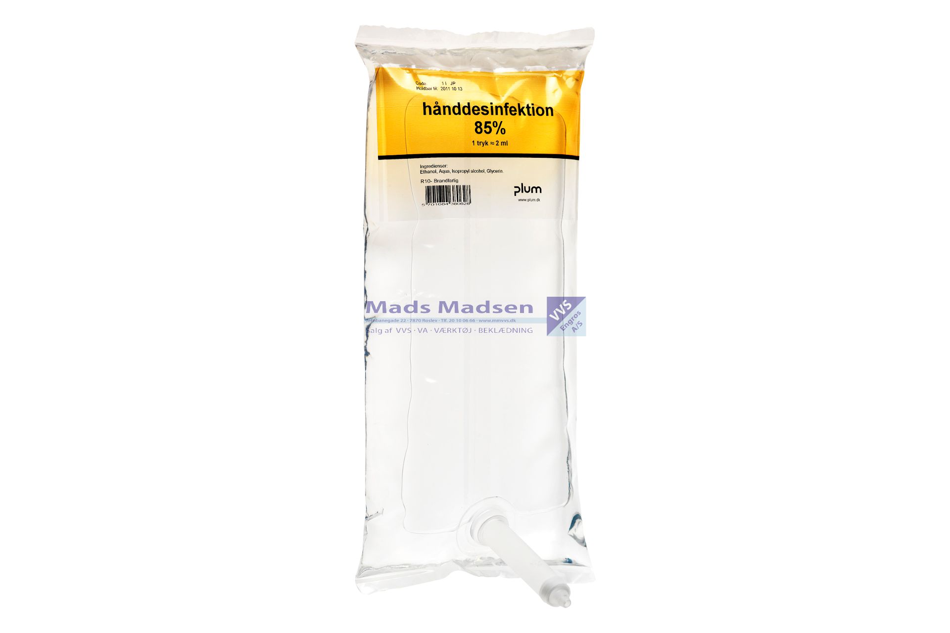 Hånddesinfektion plum 1L pose flydende 85% denatureret ethanol 3538550 *NETTOPRIS*