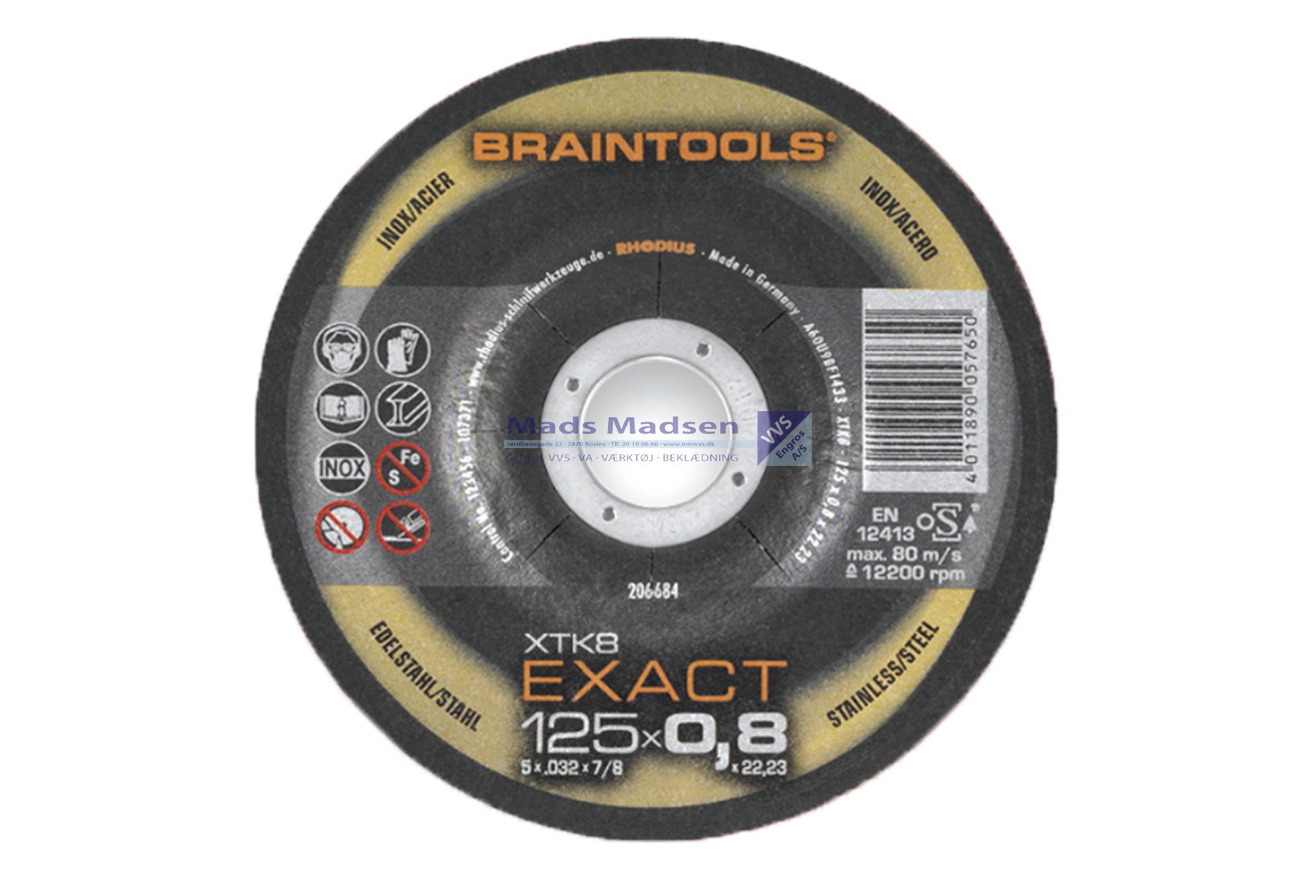 125 x 0,8 x 22,2 mm Rhodius skæreskive stål/rustfri Plan XTK8