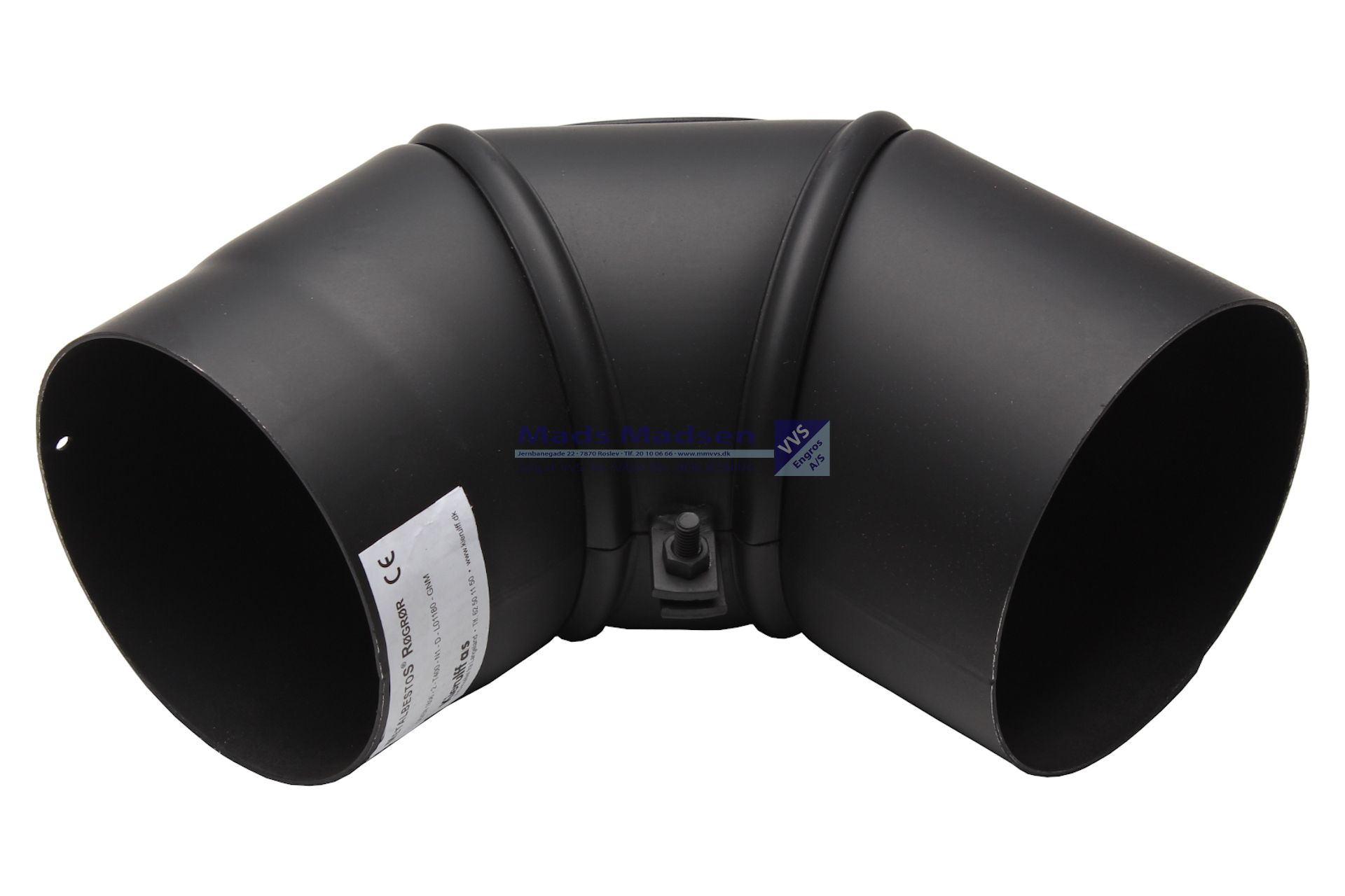 150mm 6" x 90 gr. Røgrørsbøjning m/klap