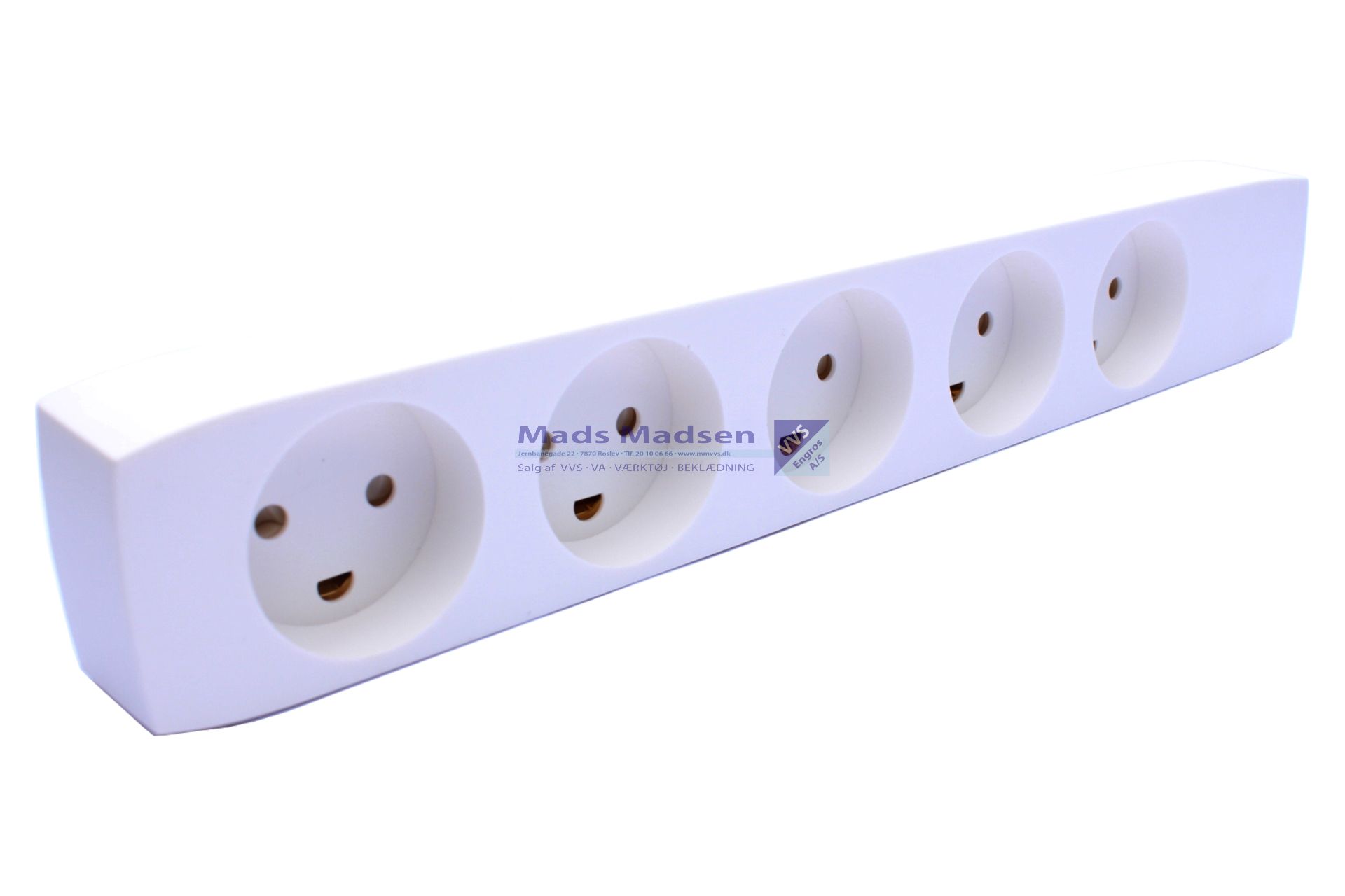 Stikdåse 230V 5R hvid m/ jord *NETTOPRIS*